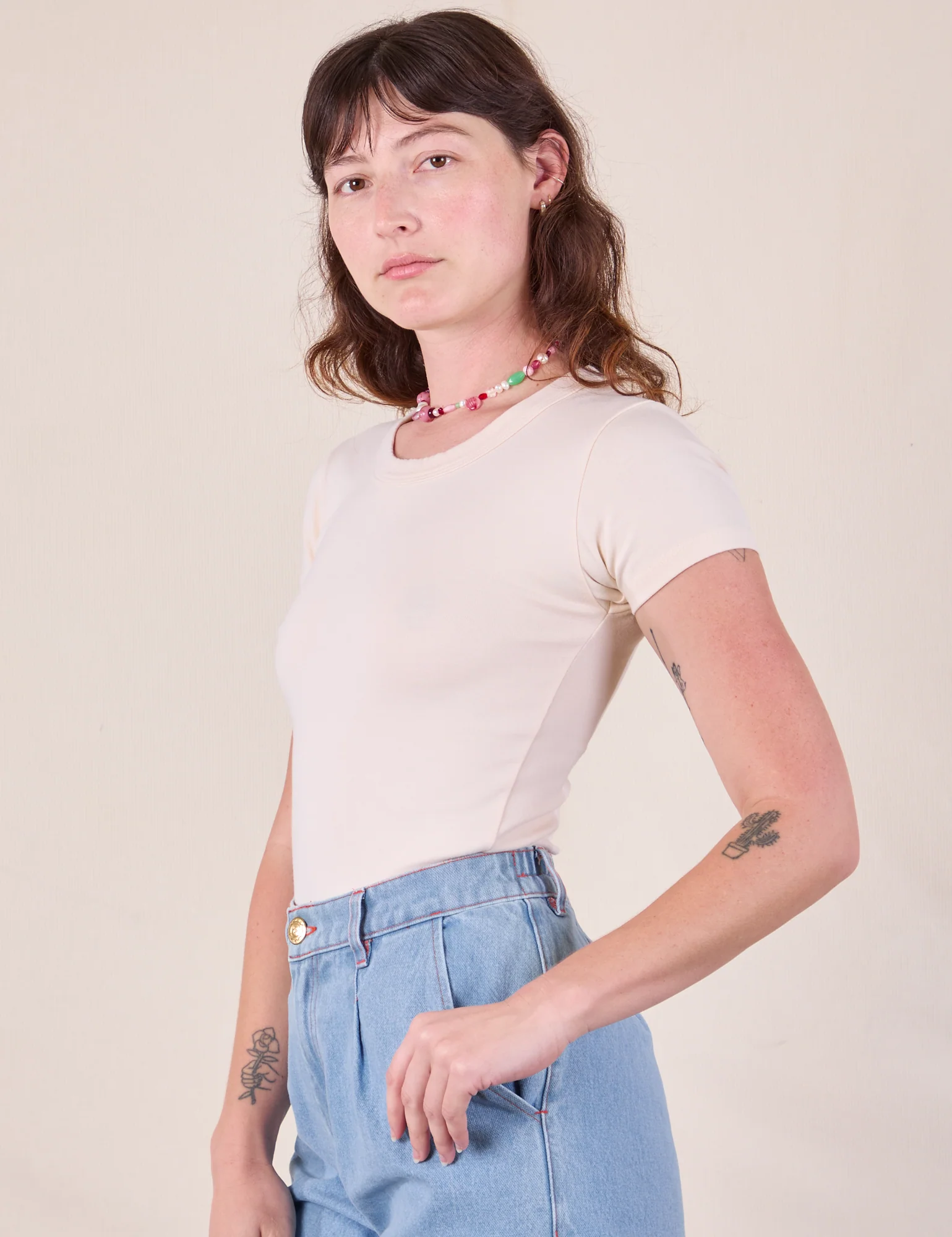 Baby Tee - Vintage Tee Off-White - Image 19