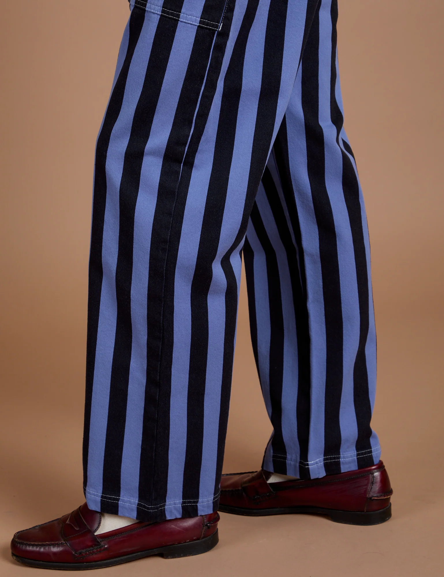 Black Stripe Work Pants - Cornflower Blue - Image 12