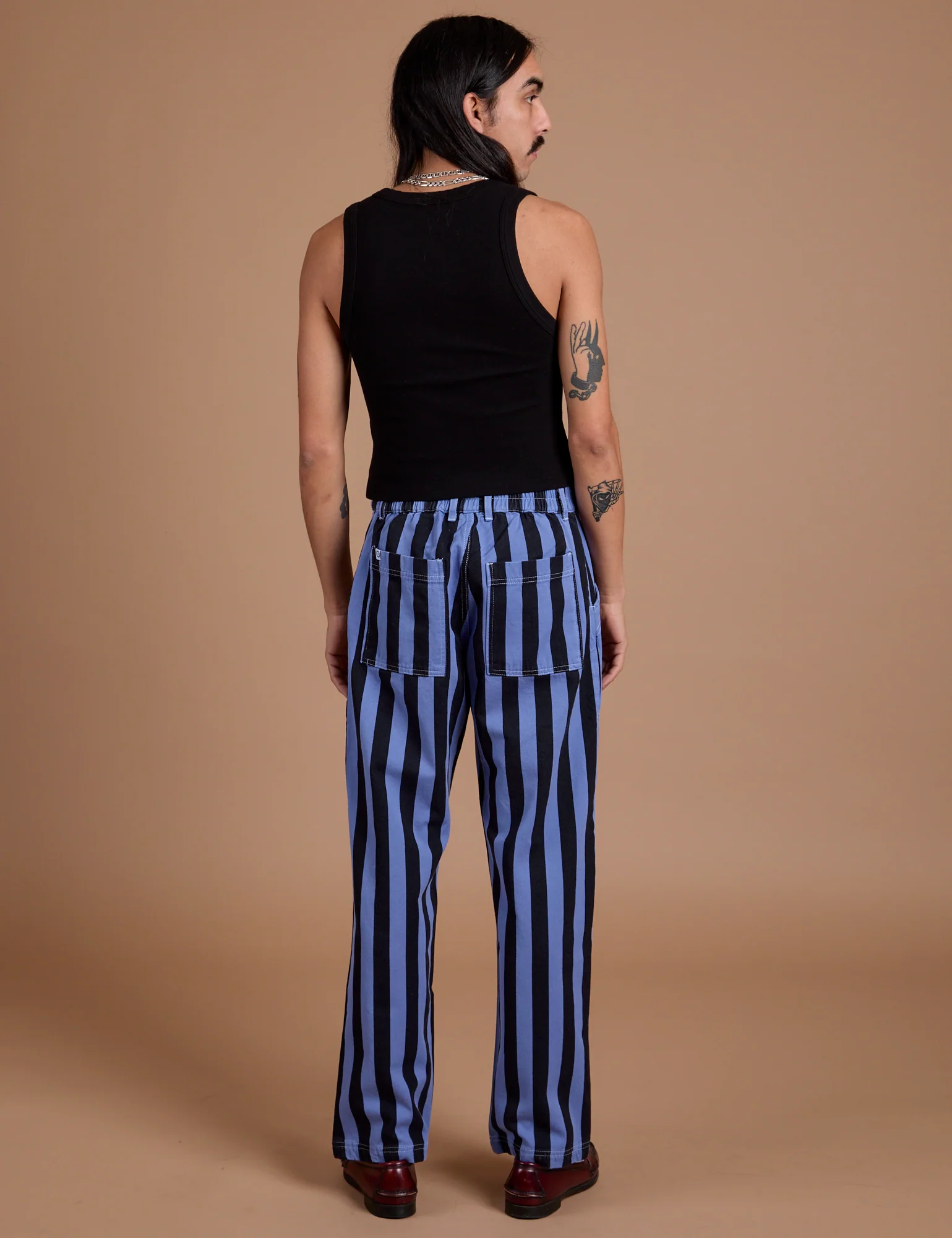 Black Stripe Work Pants - Cornflower Blue - Image 13