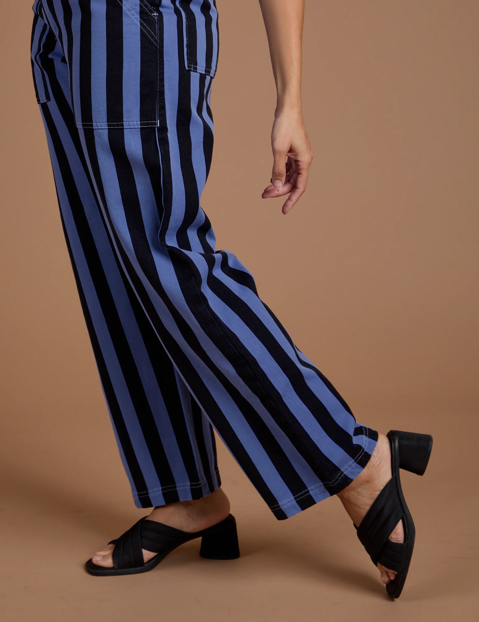 Black Stripe Work Pants - Cornflower Blue - Image 18
