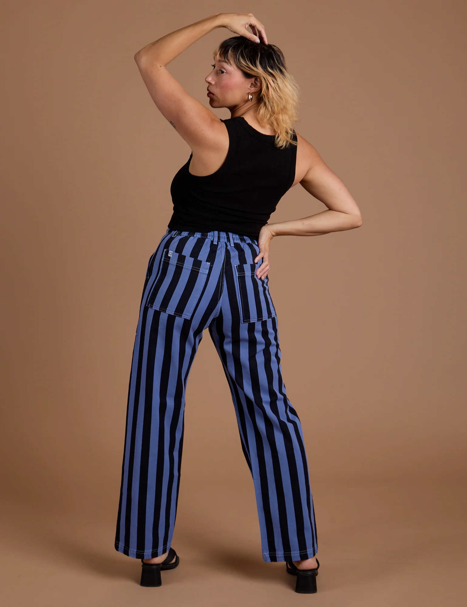 Black Stripe Work Pants - Cornflower Blue - Image 20