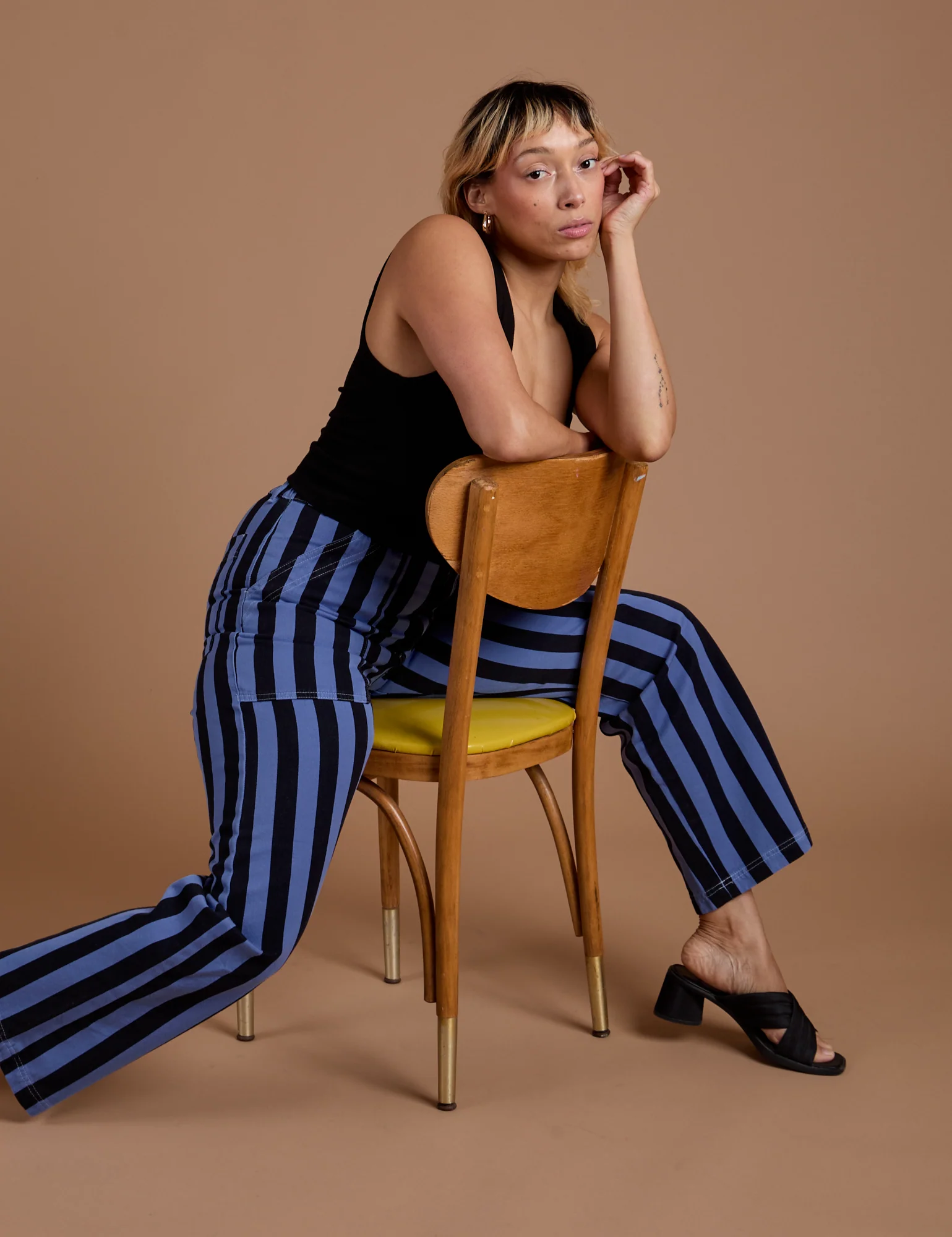 Black Stripe Work Pants - Cornflower Blue - Image 22