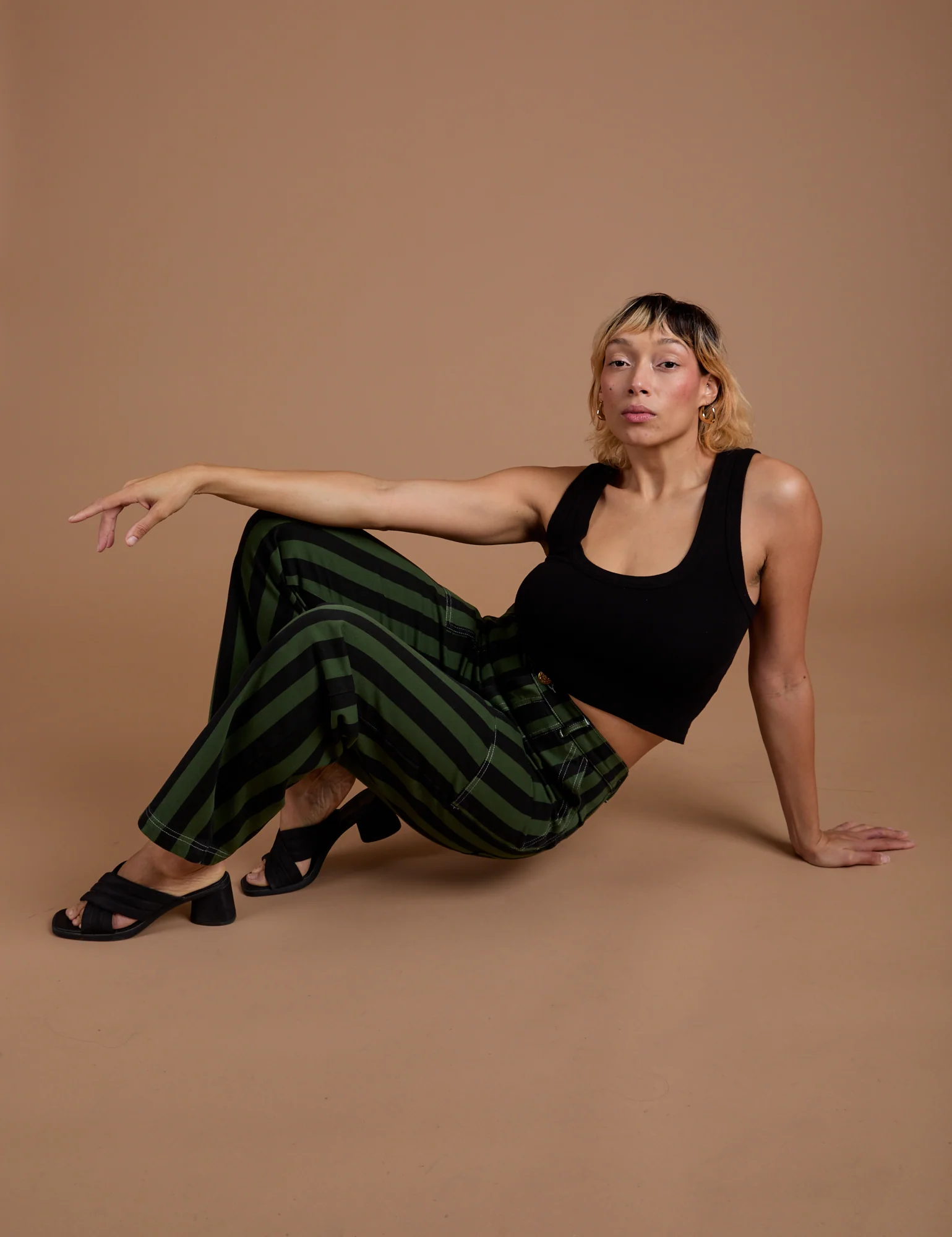 Black Stripe Work Pants - Evergreen - Image 3