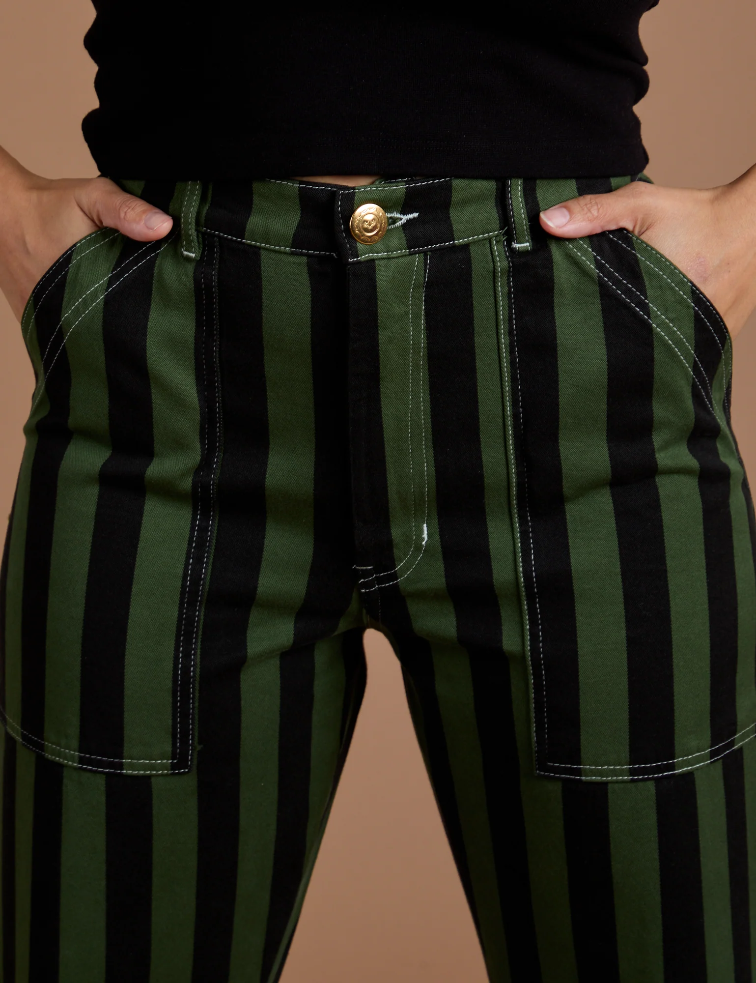Black Stripe Work Pants - Evergreen - Image 5