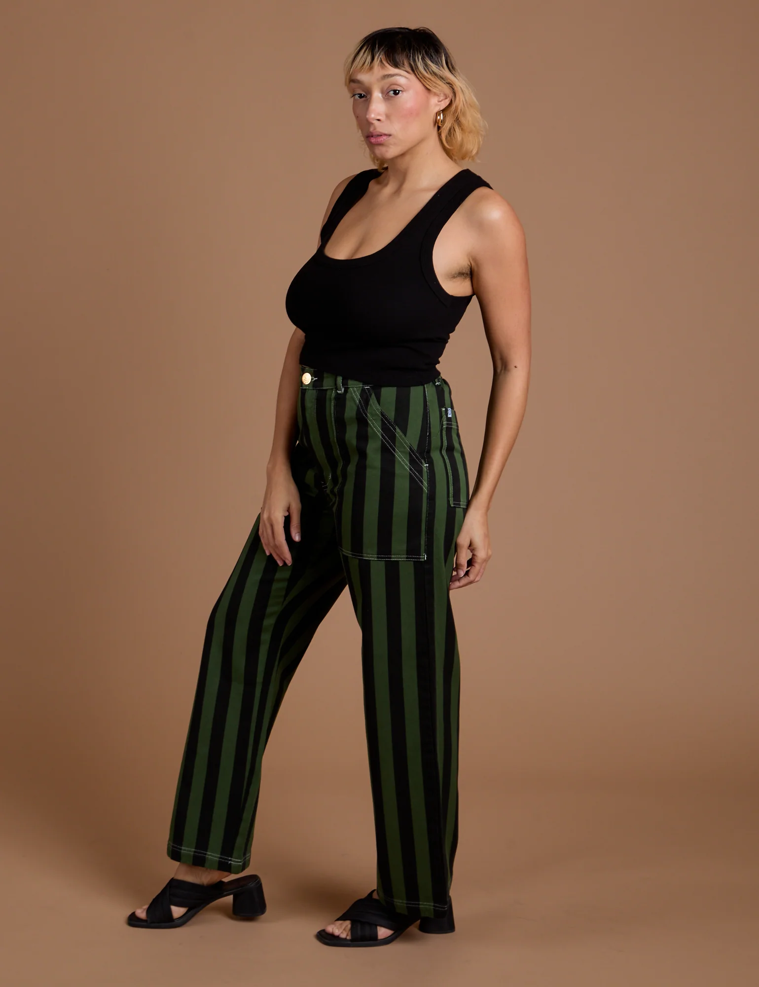 Black Stripe Work Pants - Evergreen - Image 6