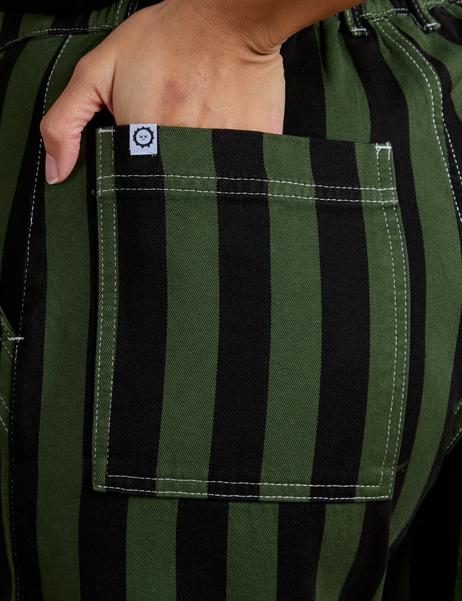 Black Stripe Work Pants - Evergreen - Image 9