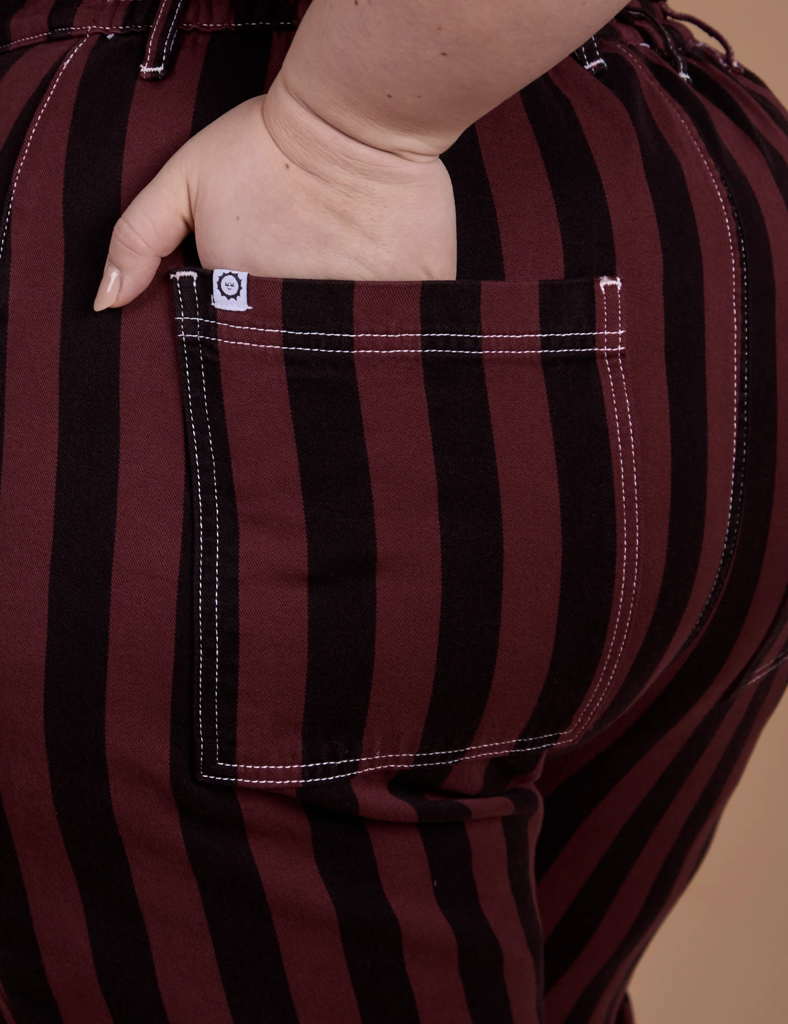 Black Stripe Work Pants - Red Wine - Image 14