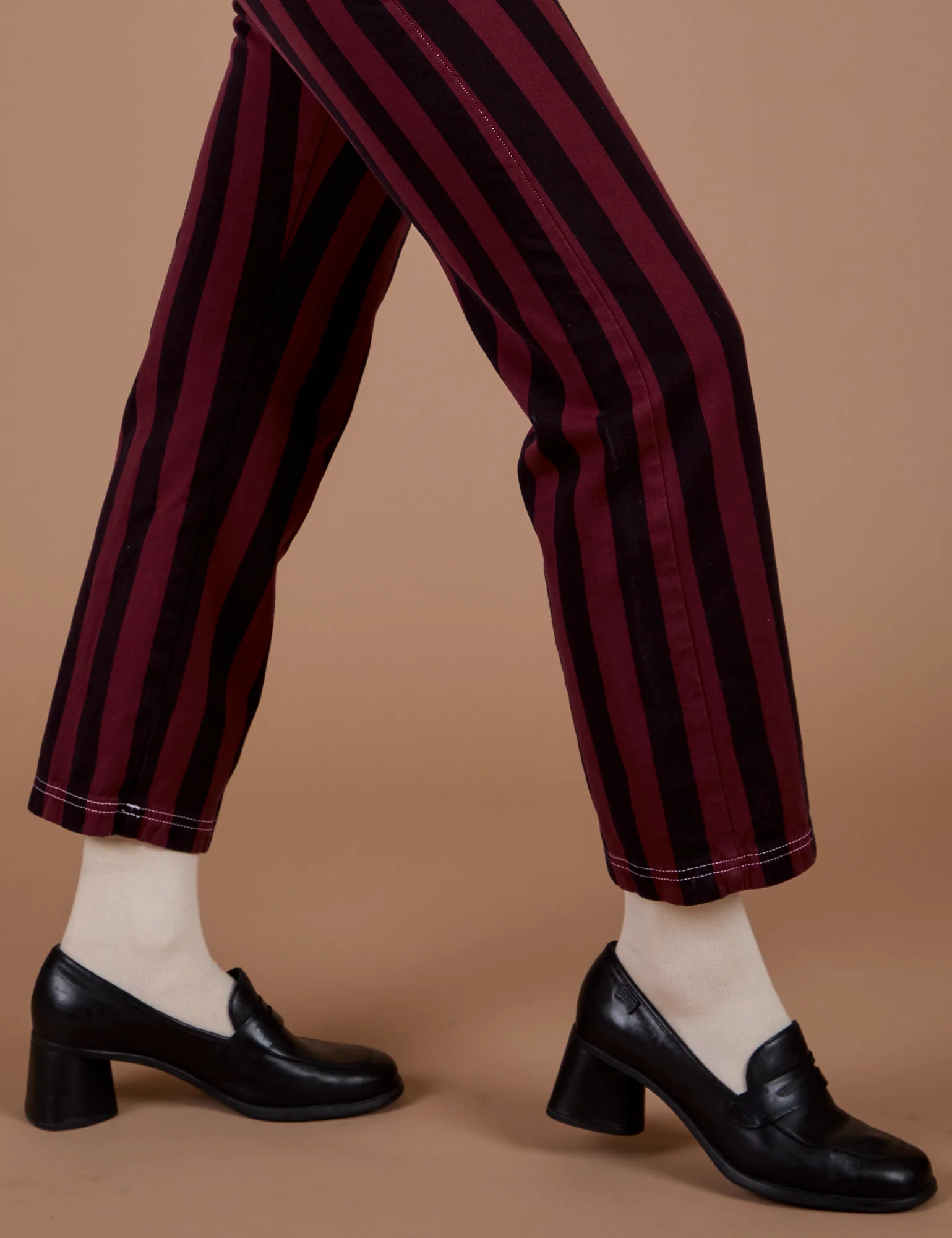 Black Stripe Work Pants - Red Wine - Image 6