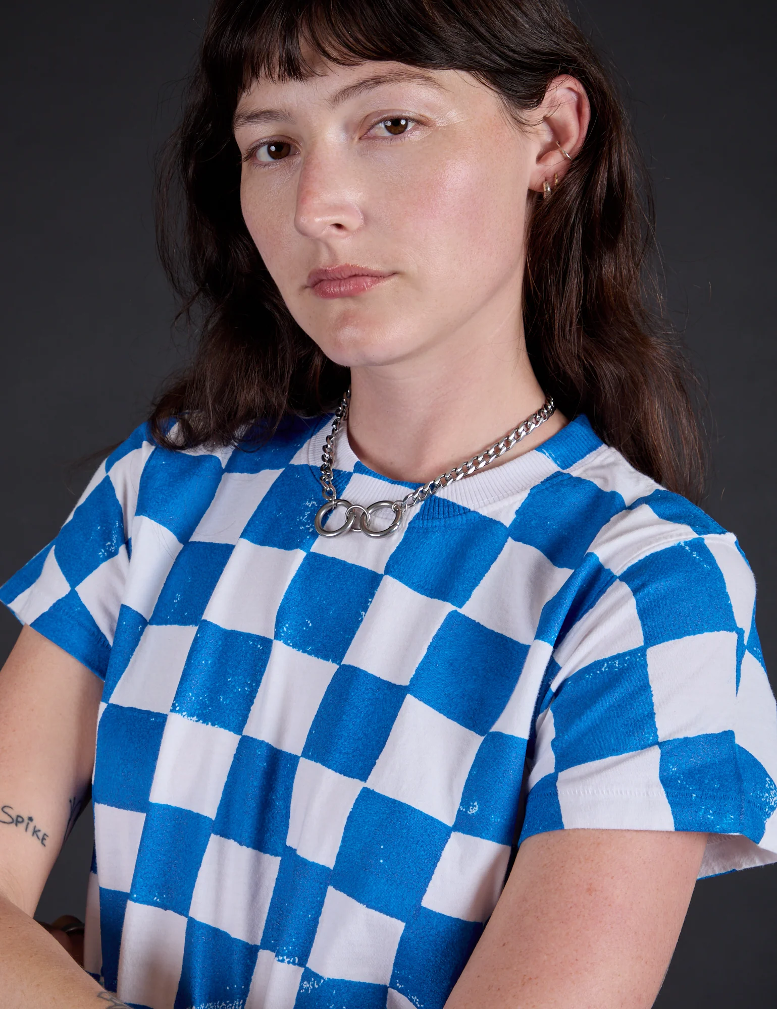Checker Organic Tee - Blue *FINAL SALE* - Image 3