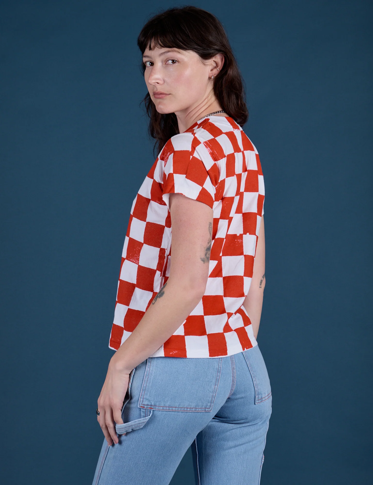 Checker Organic Tee - Red *FINAL SALE* - Image 8