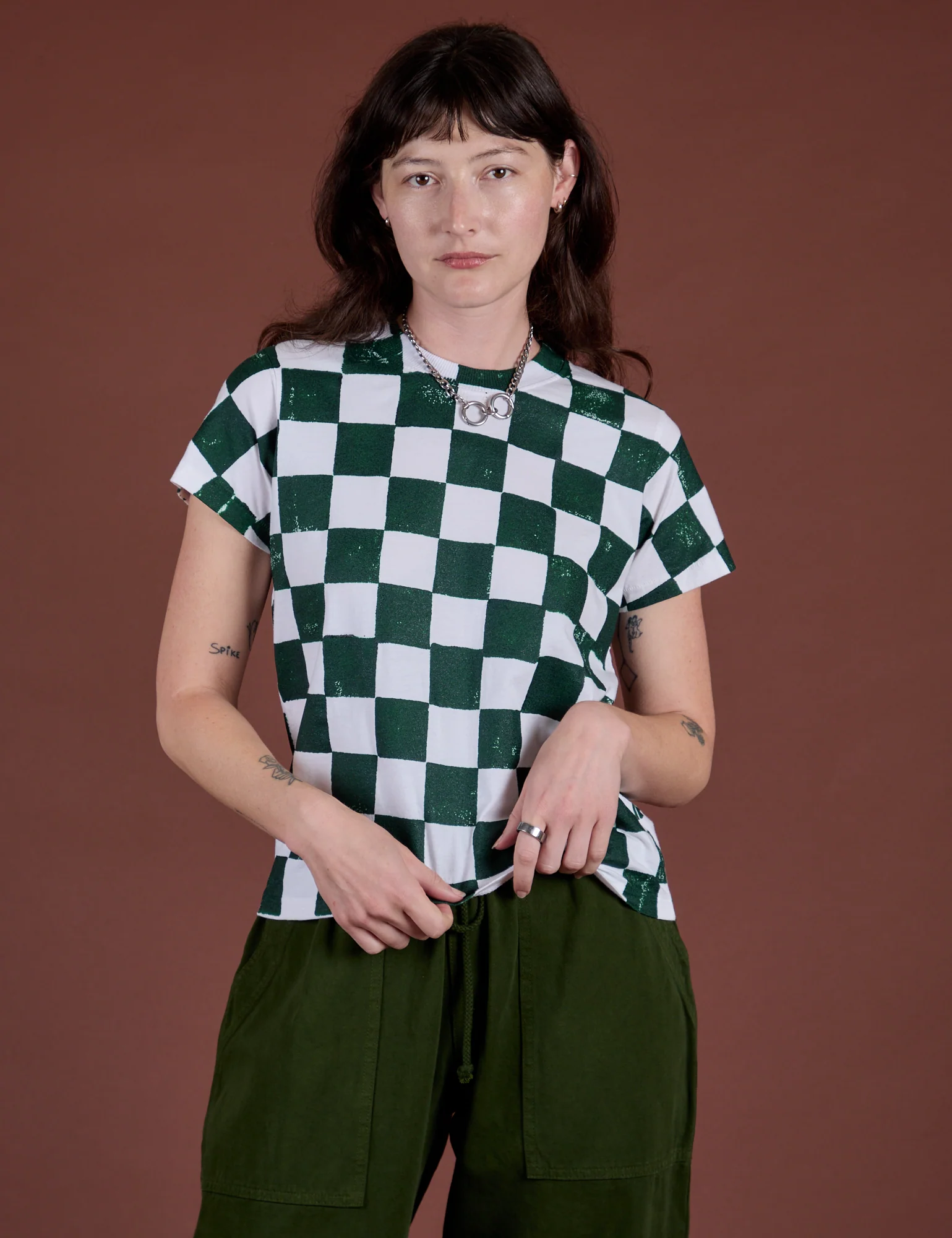 Checker Organic Tee - Swamp Green *FINAL SALE* - Image 11