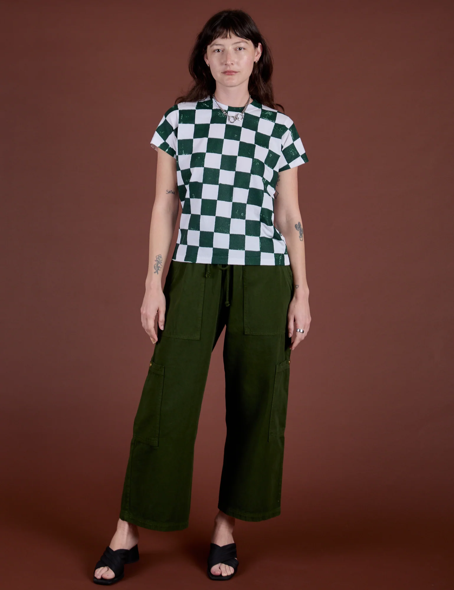 Checker Organic Tee - Swamp Green *FINAL SALE* - Image 13