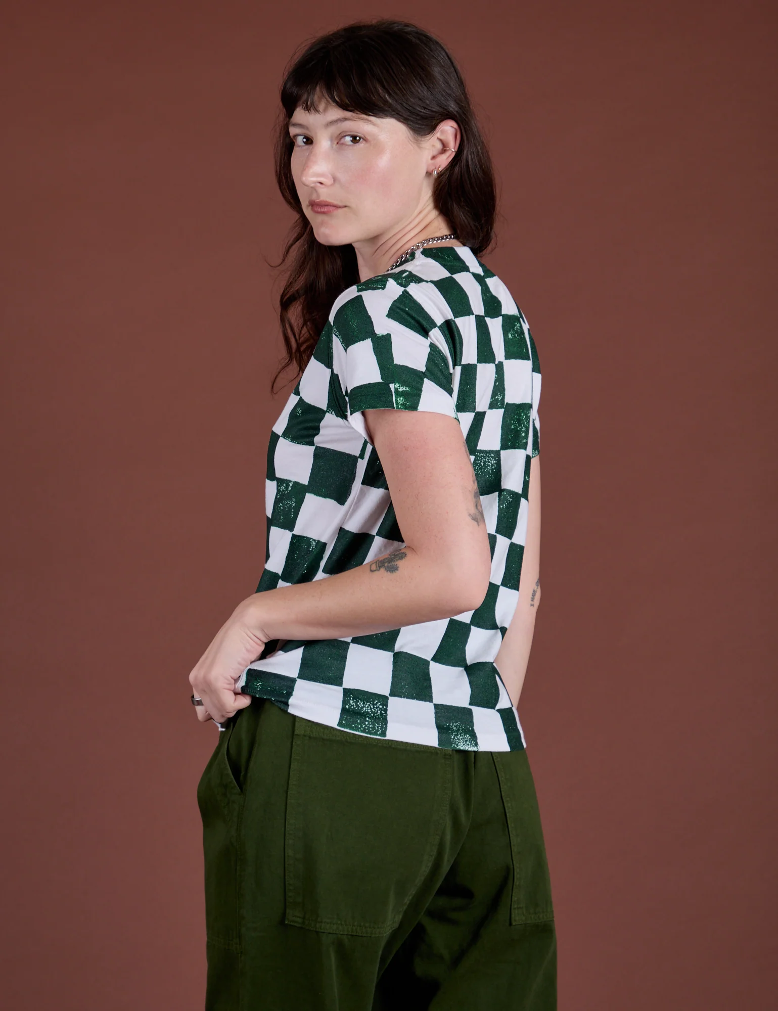 Checker Organic Tee - Swamp Green *FINAL SALE* - Image 16
