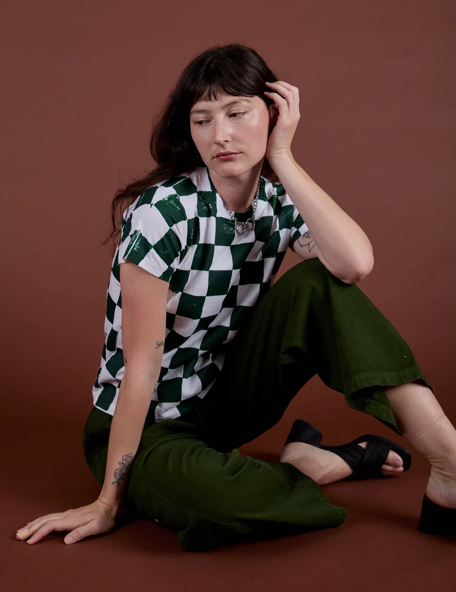 Checker Organic Tee - Swamp Green *FINAL SALE* - Image 19