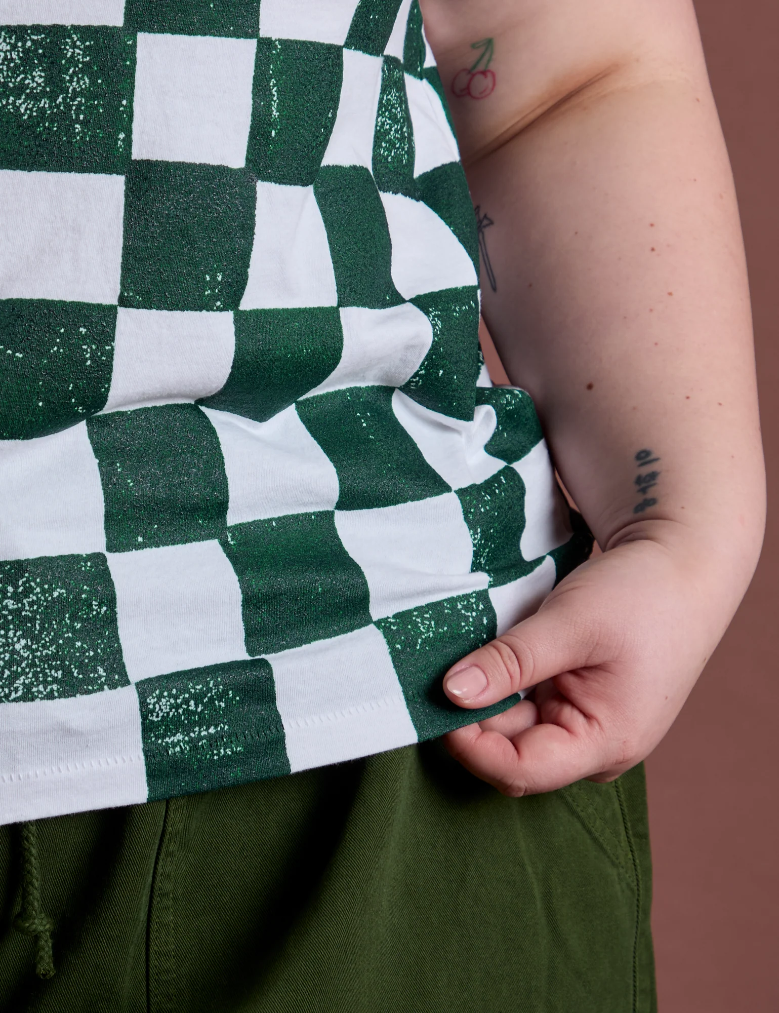 Checker Organic Tee - Swamp Green *FINAL SALE* - Image 4