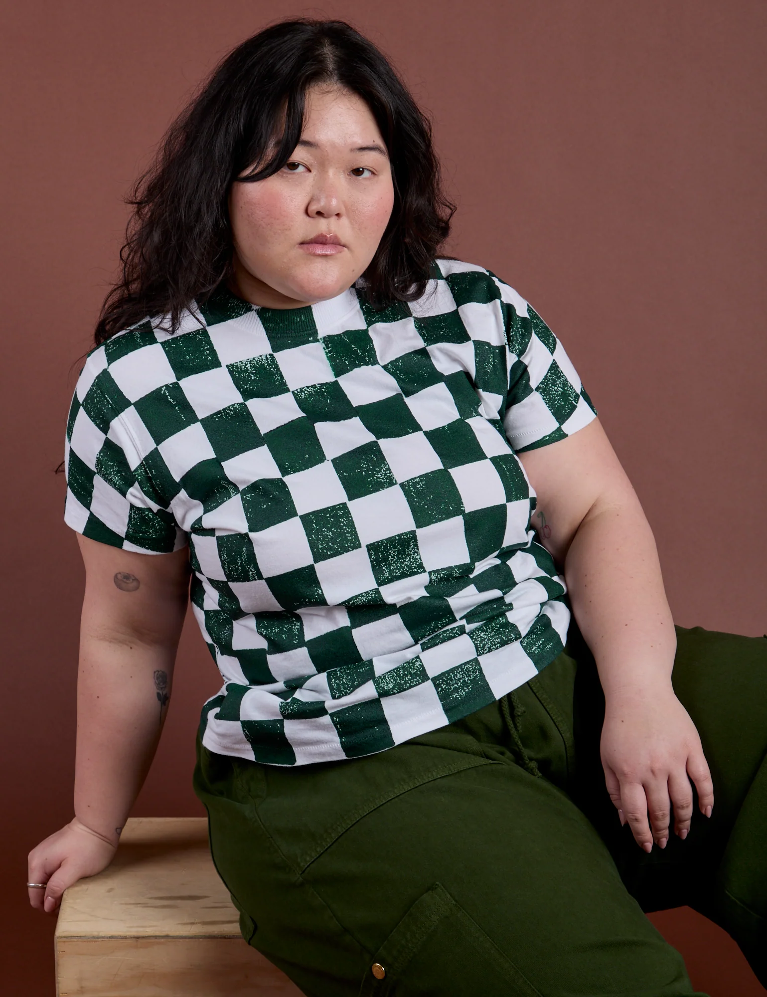 Checker Organic Tee - Swamp Green *FINAL SALE* - Image 9