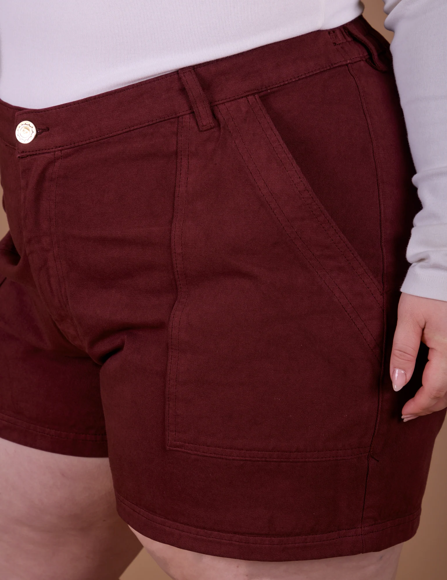 Classic Work Shorts - Red Wine - Image 11