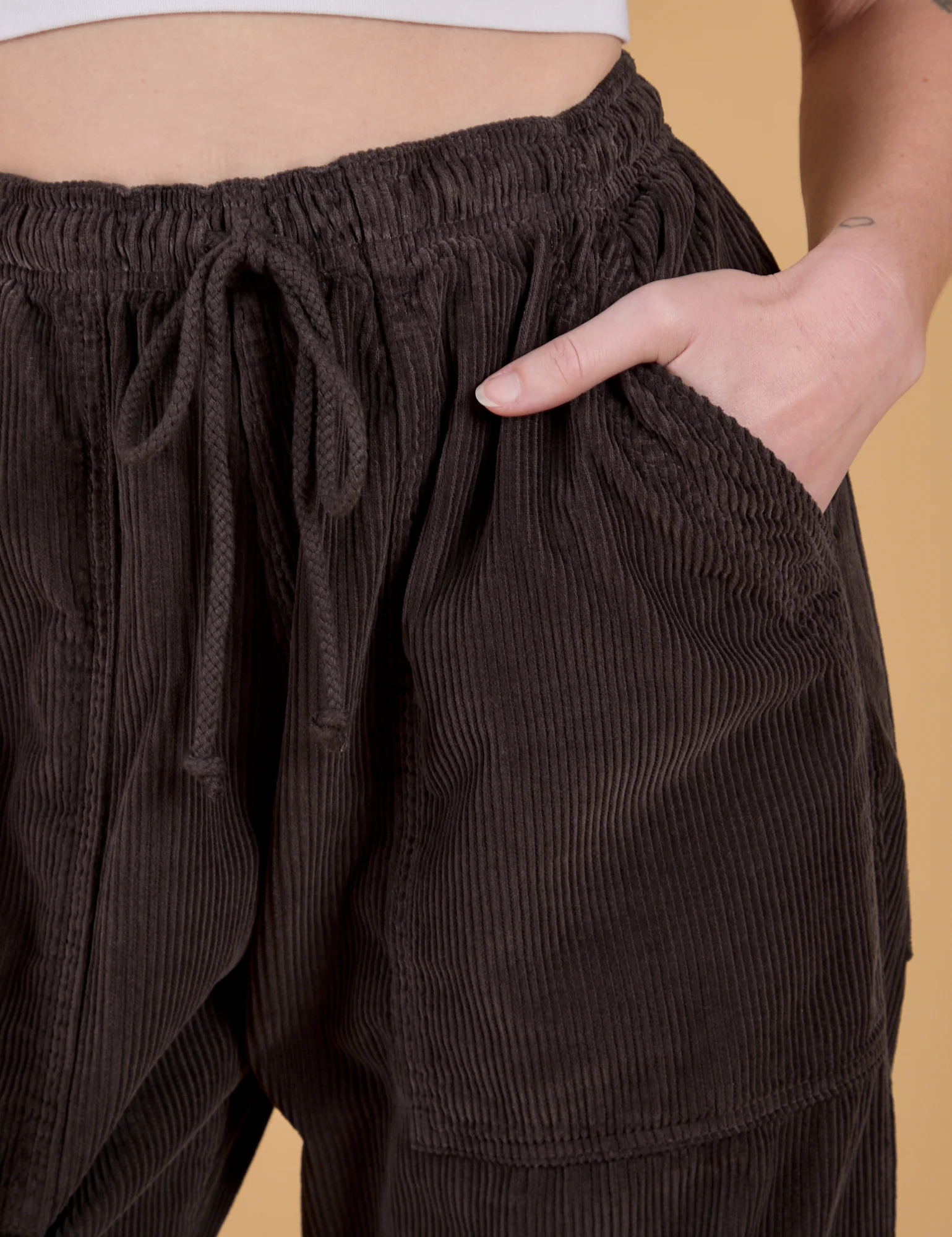 Corduroy Drop Pocket Cargo Pants - Espresso Brown - Image 12