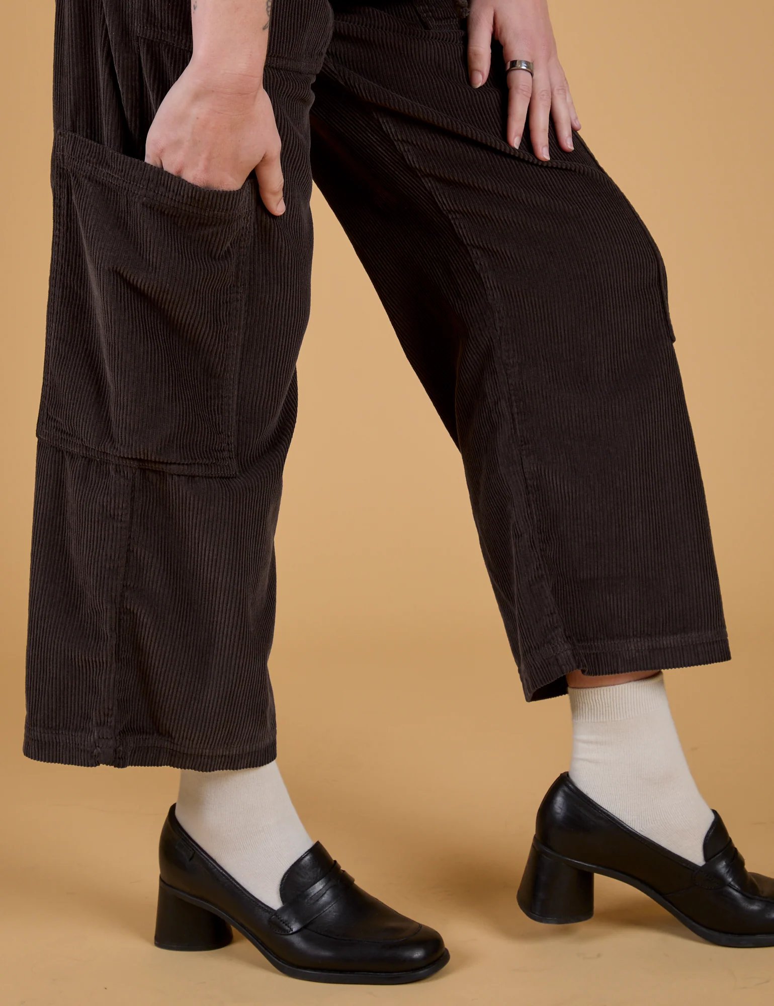 Corduroy Drop Pocket Cargo Pants - Espresso Brown - Image 15