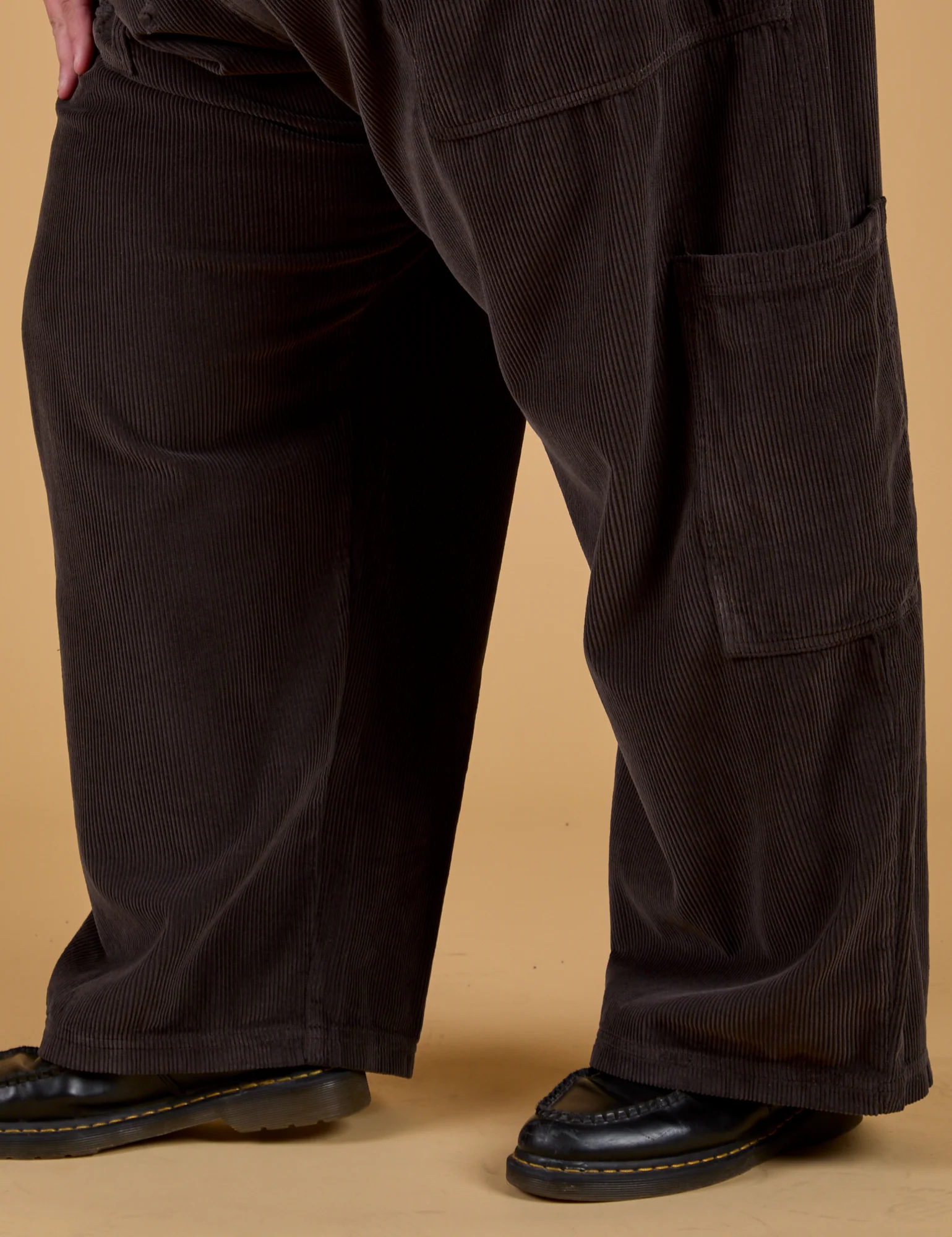 Corduroy Drop Pocket Cargo Pants - Espresso Brown - Image 5
