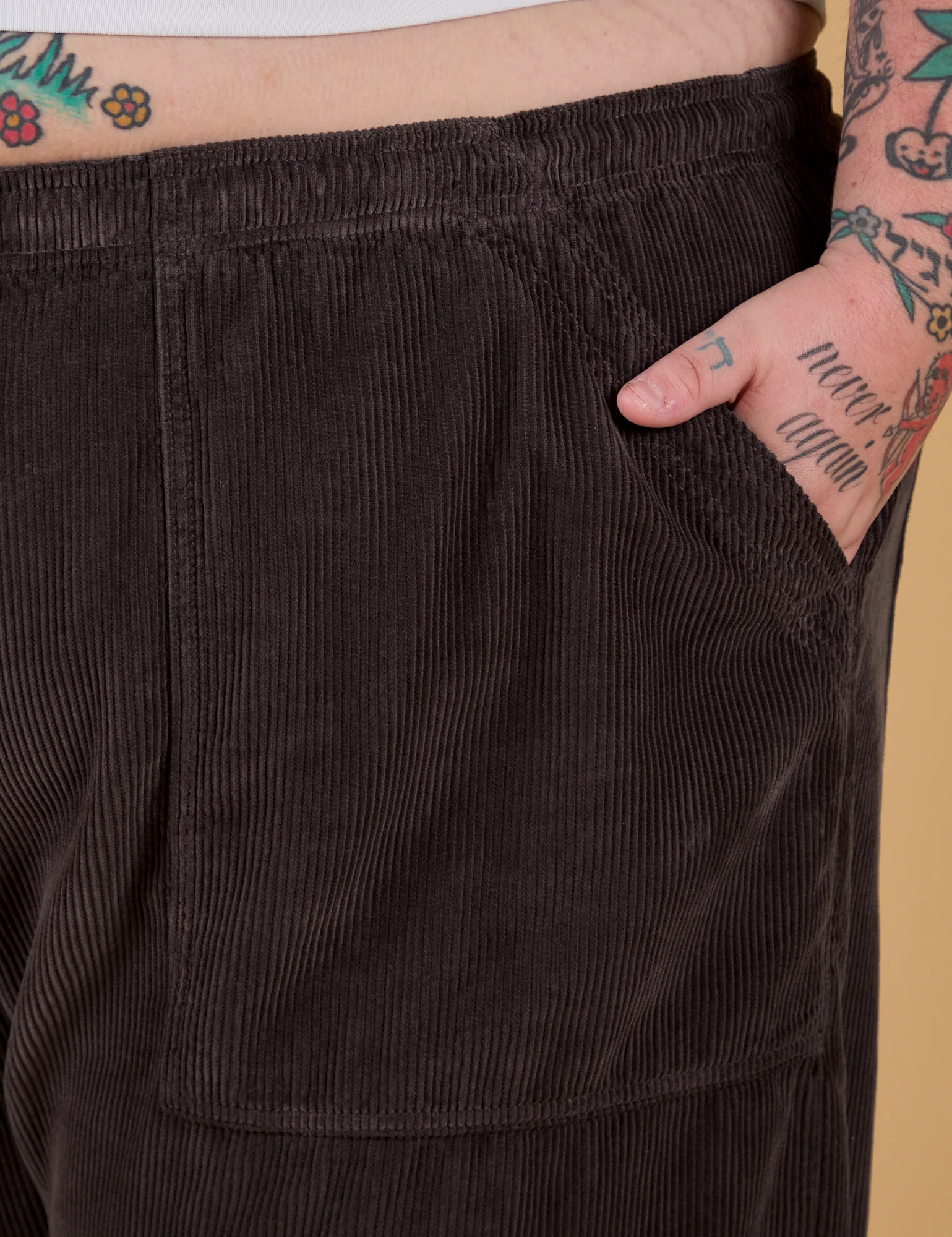 Corduroy Drop Pocket Cargo Pants - Espresso Brown - Image 7
