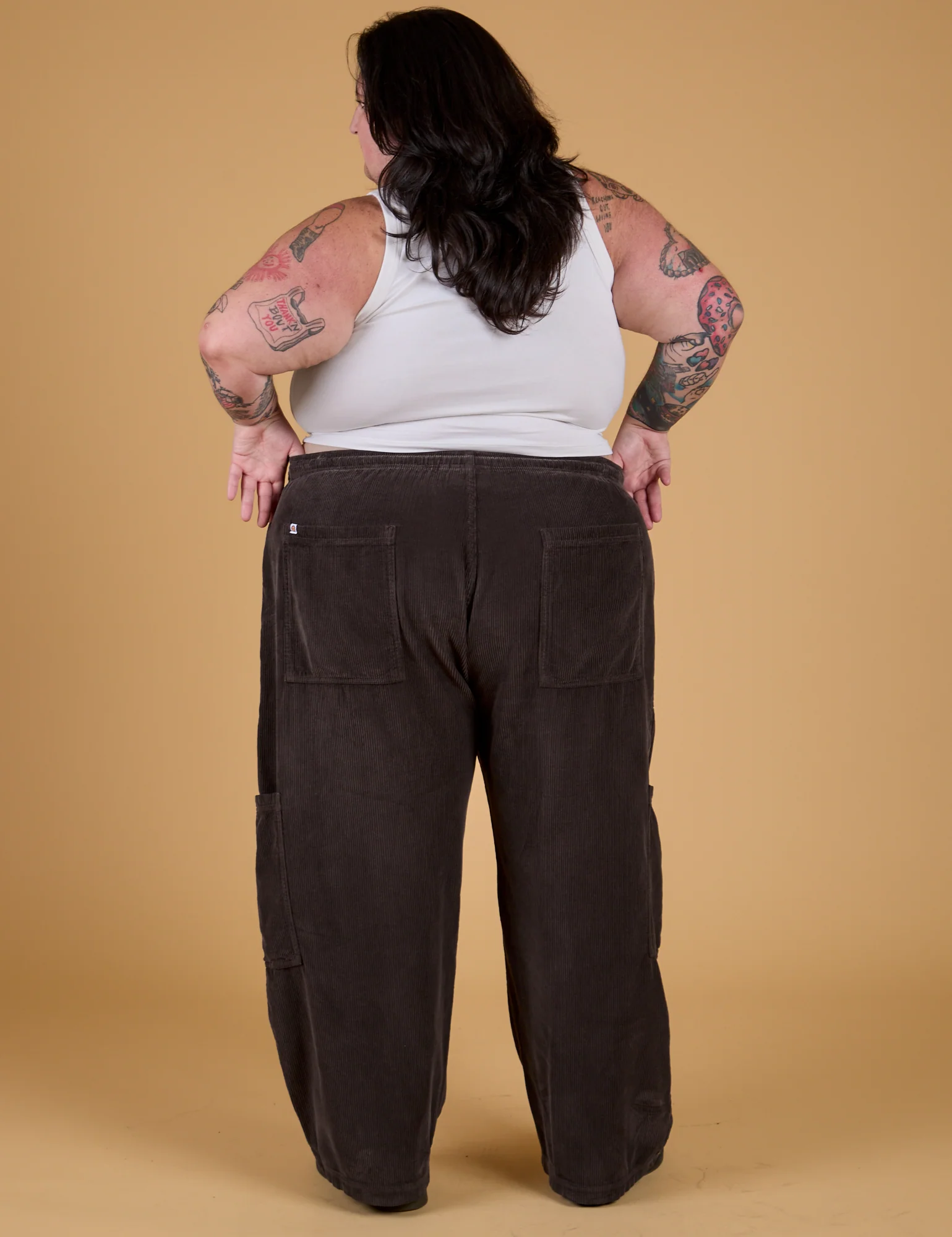 Corduroy Drop Pocket Cargo Pants - Espresso Brown - Image 8