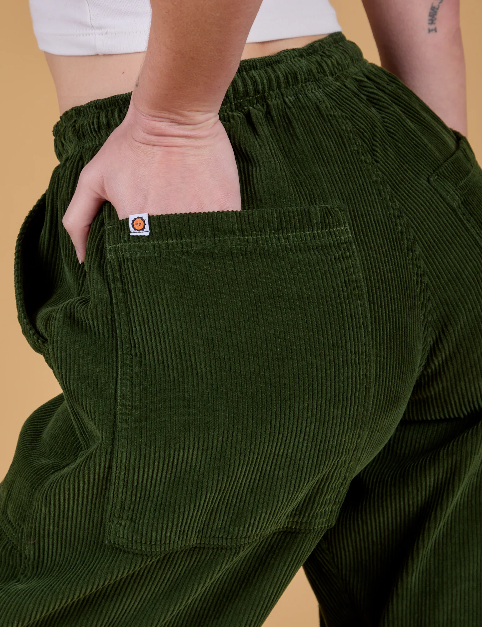Corduroy Drop Pocket Cargo Pants - Evergreen - Image 11