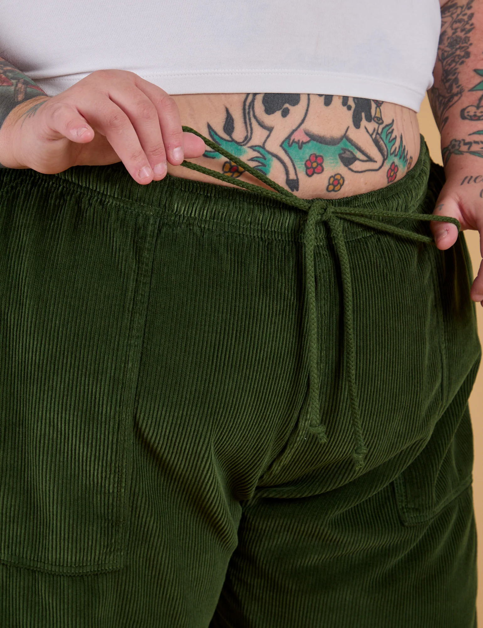 Corduroy Drop Pocket Cargo Pants - Evergreen - Image 14