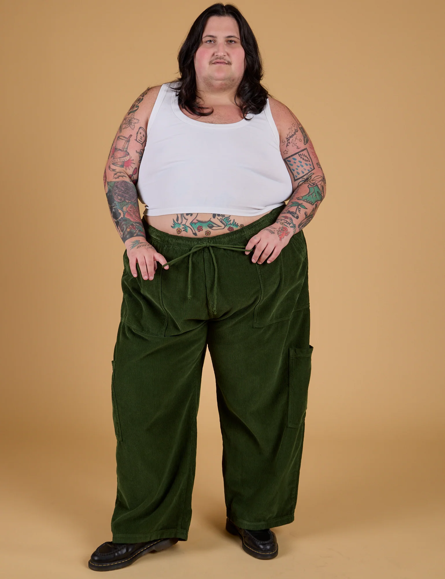 Corduroy Drop Pocket Cargo Pants - Evergreen - Image 15