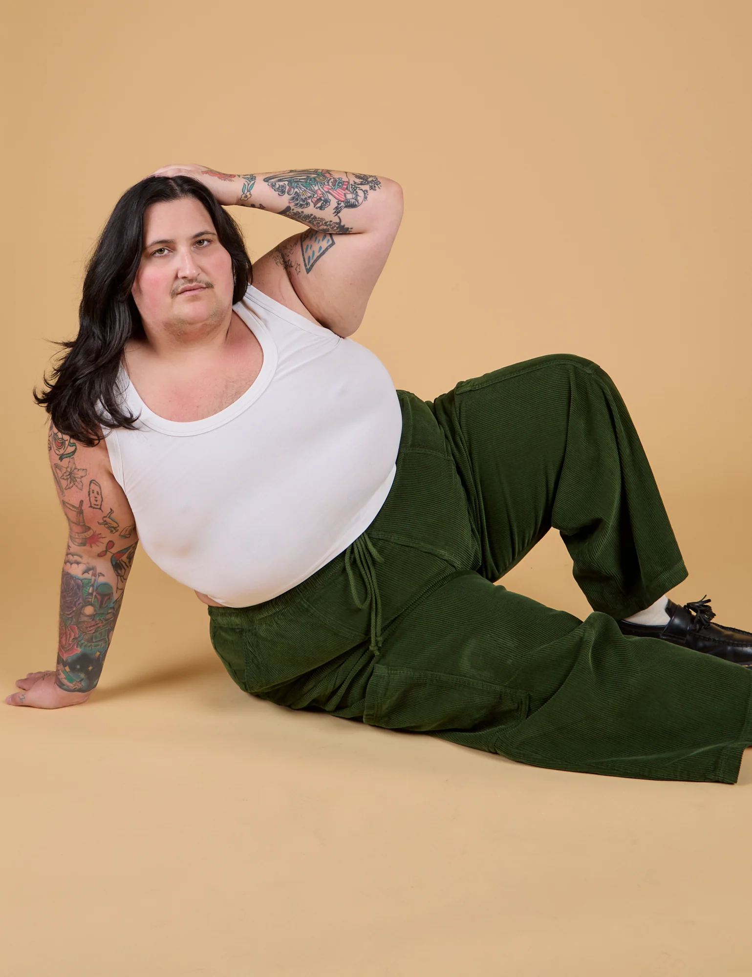 Corduroy Drop Pocket Cargo Pants - Evergreen - Image 21