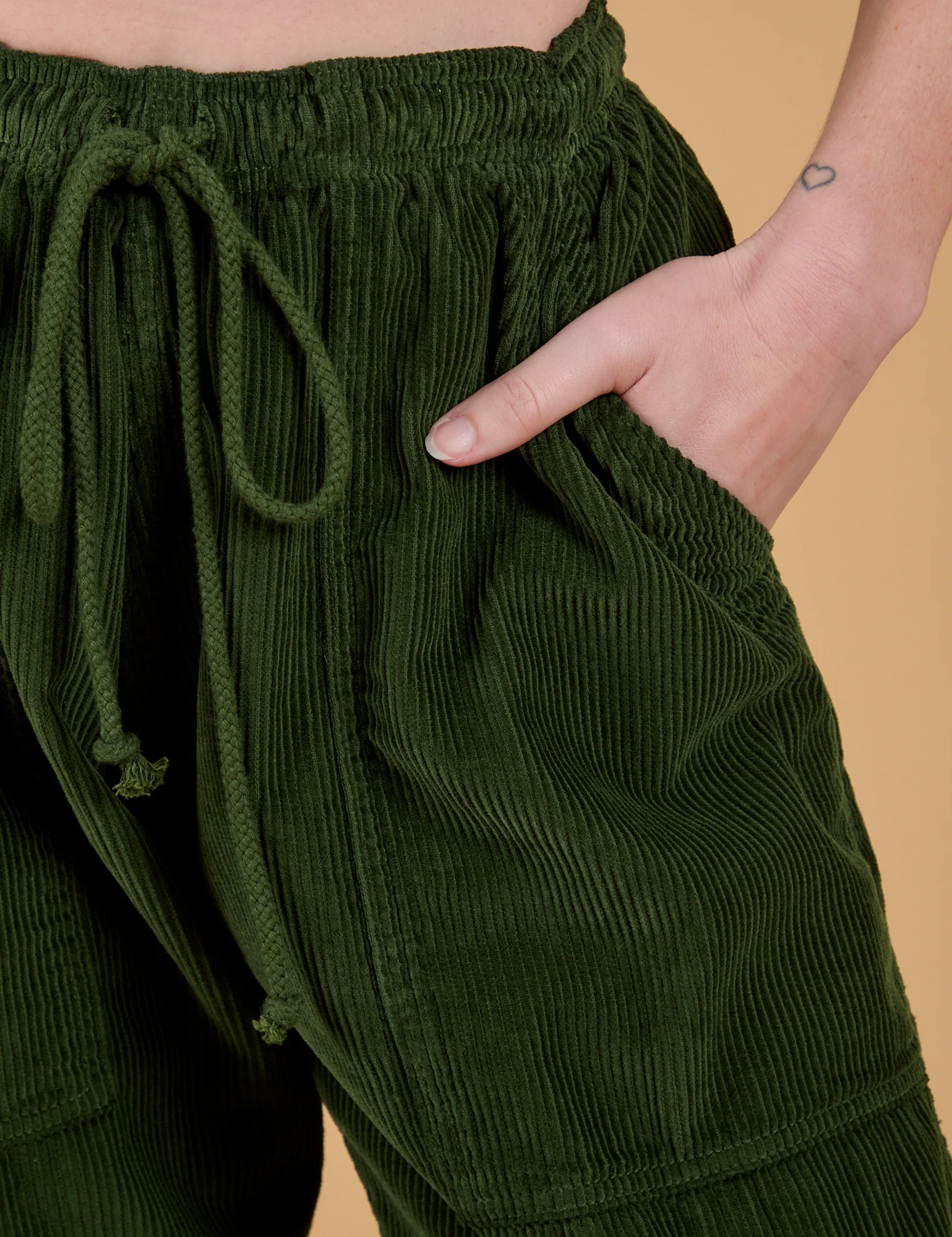 Corduroy Drop Pocket Cargo Pants - Evergreen - Image 4