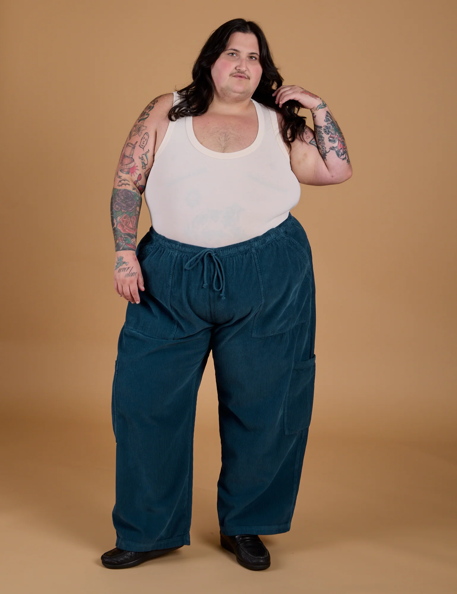 Corduroy Drop Pocket Cargo Pants - Lagoon