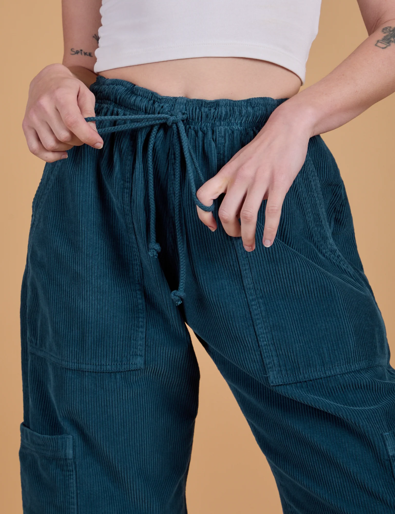 Corduroy Drop Pocket Cargo Pants - Lagoon - Image 10