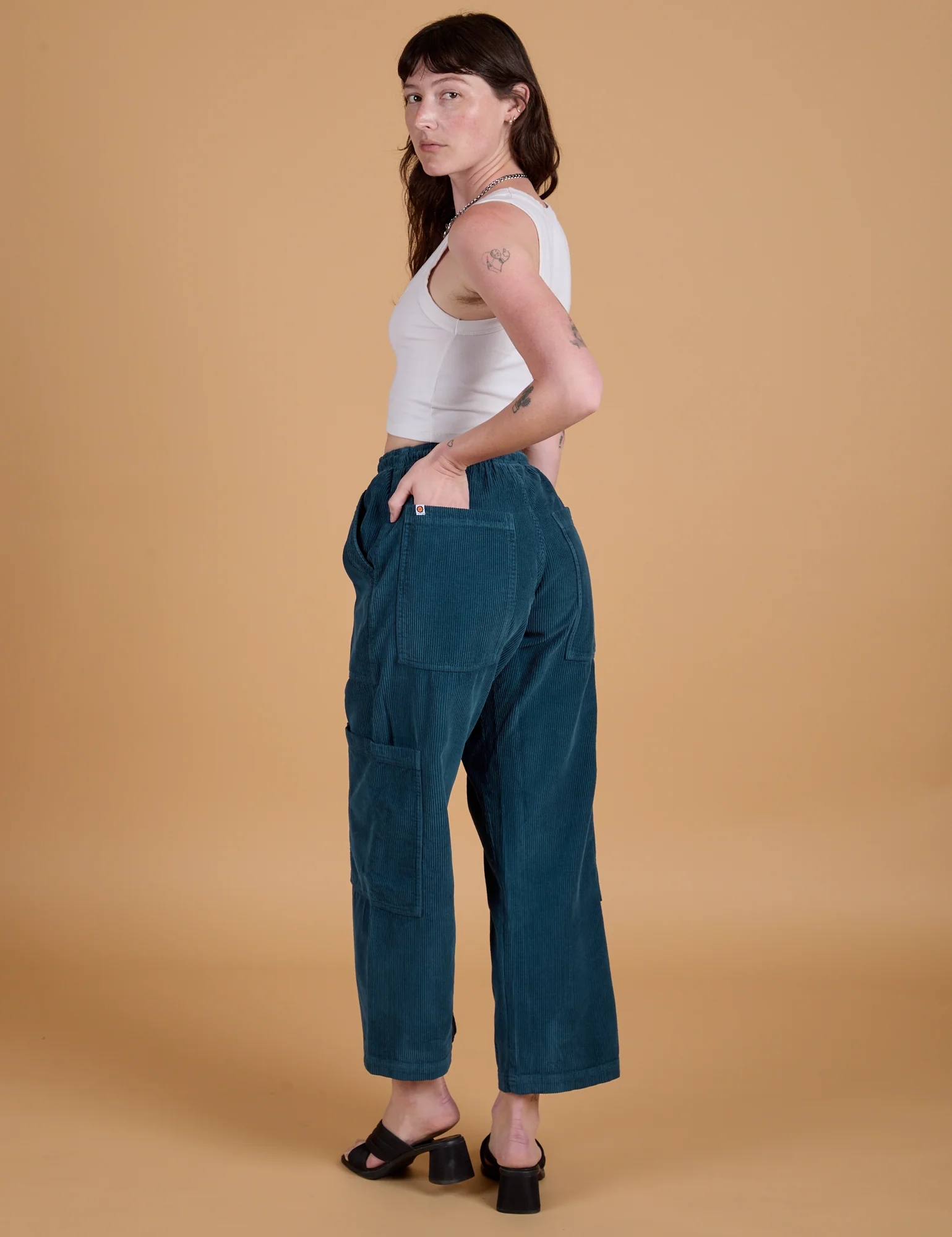 Corduroy Drop Pocket Cargo Pants - Lagoon - Image 15