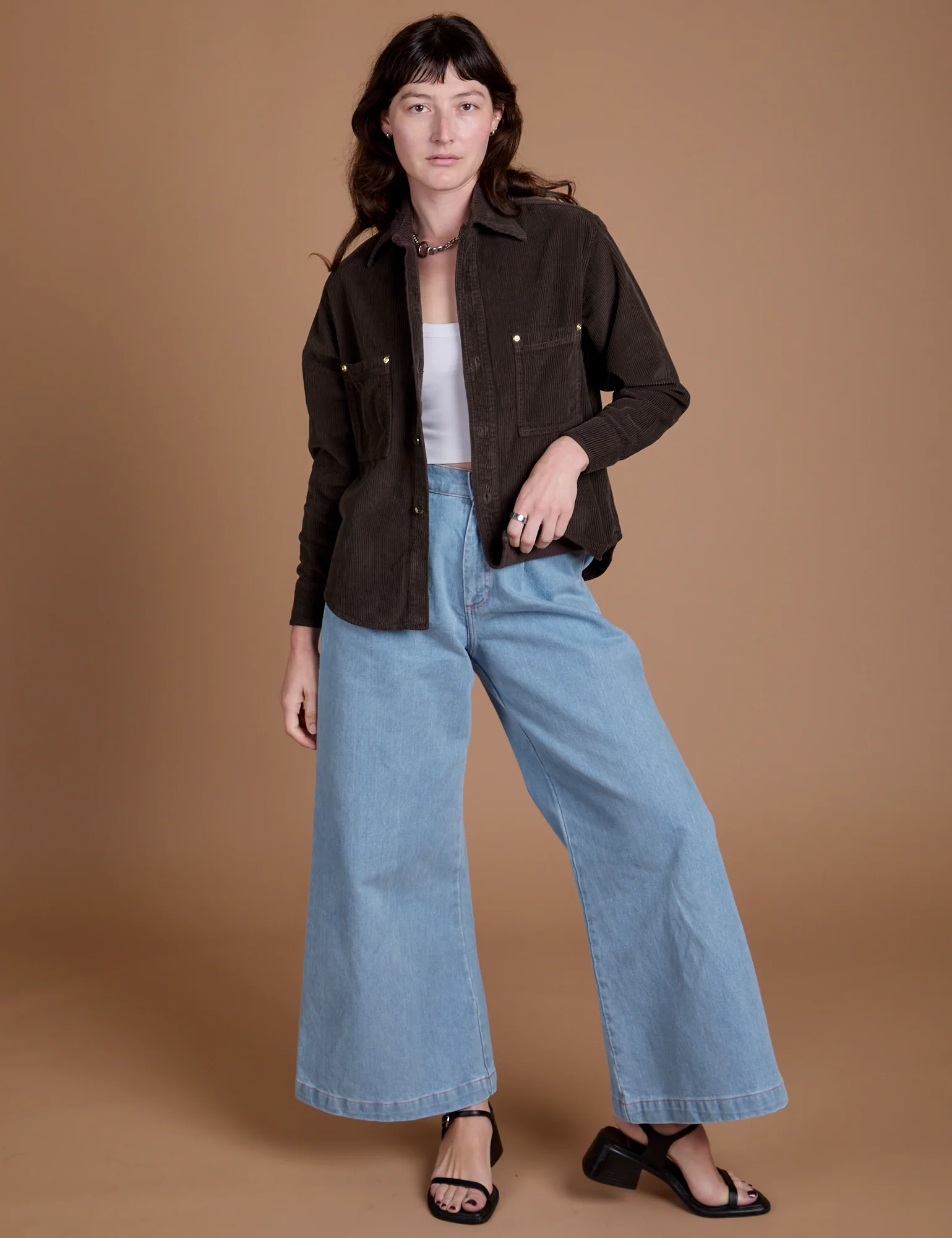 Cropped Corduroy Overshirt - Espresso Brown *FINAL SALE* - Image 5