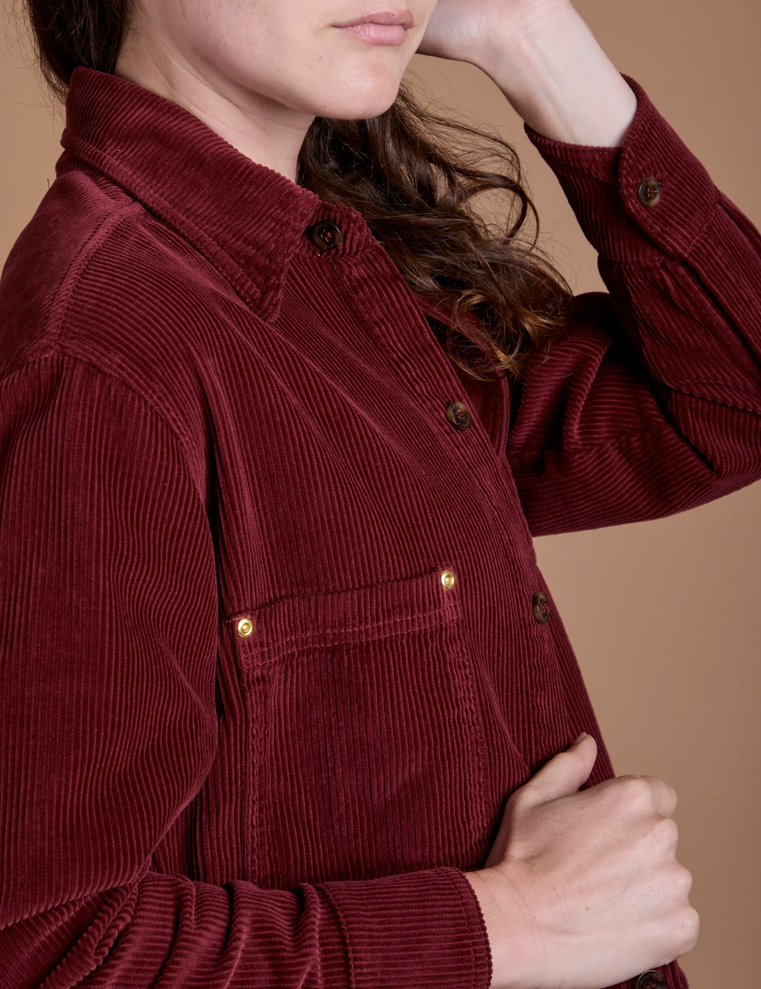 Cropped Corduroy Overshirt - Red Wine *FINAL SALE* - Image 10
