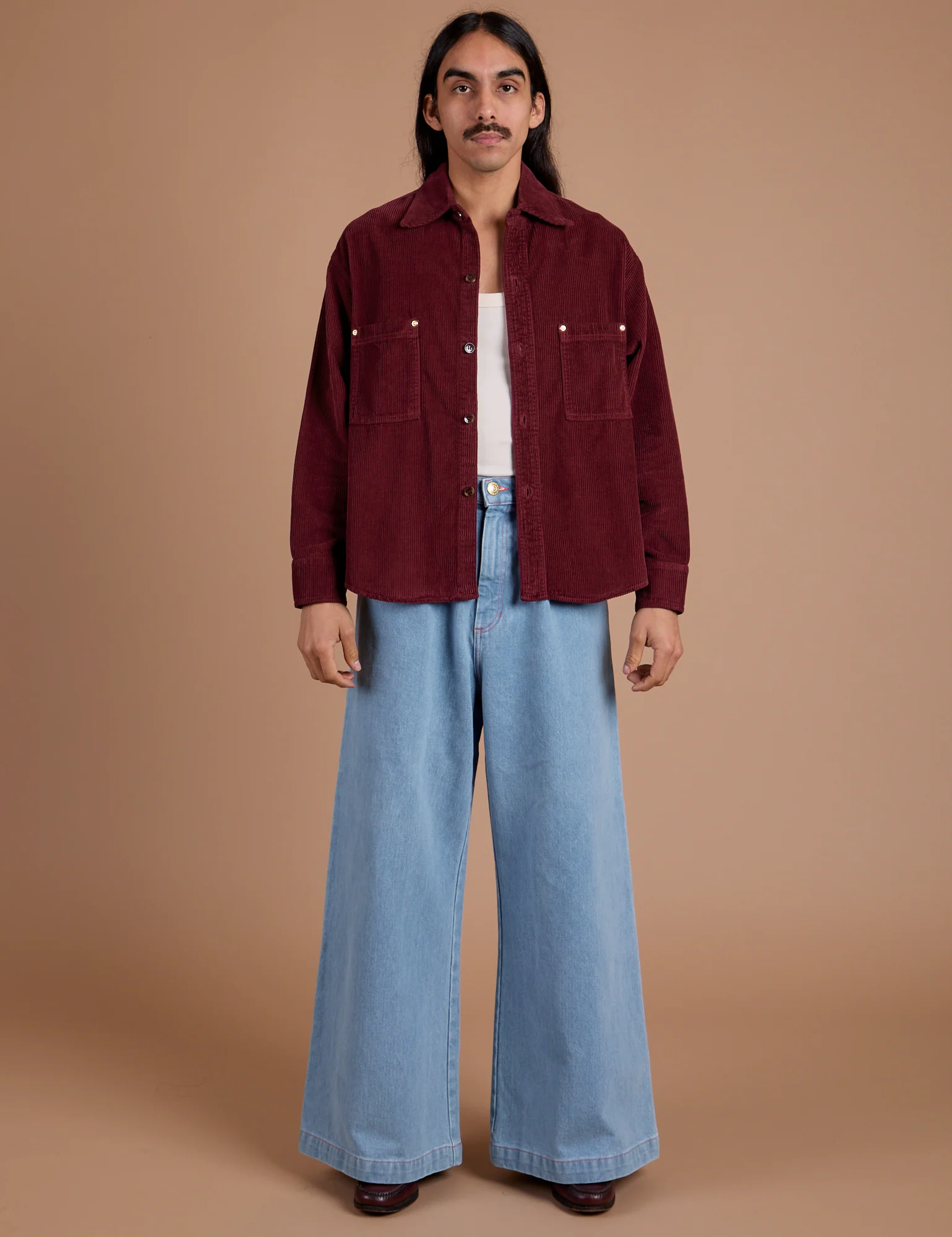 Cropped Corduroy Overshirt - Red Wine *FINAL SALE* - Image 14