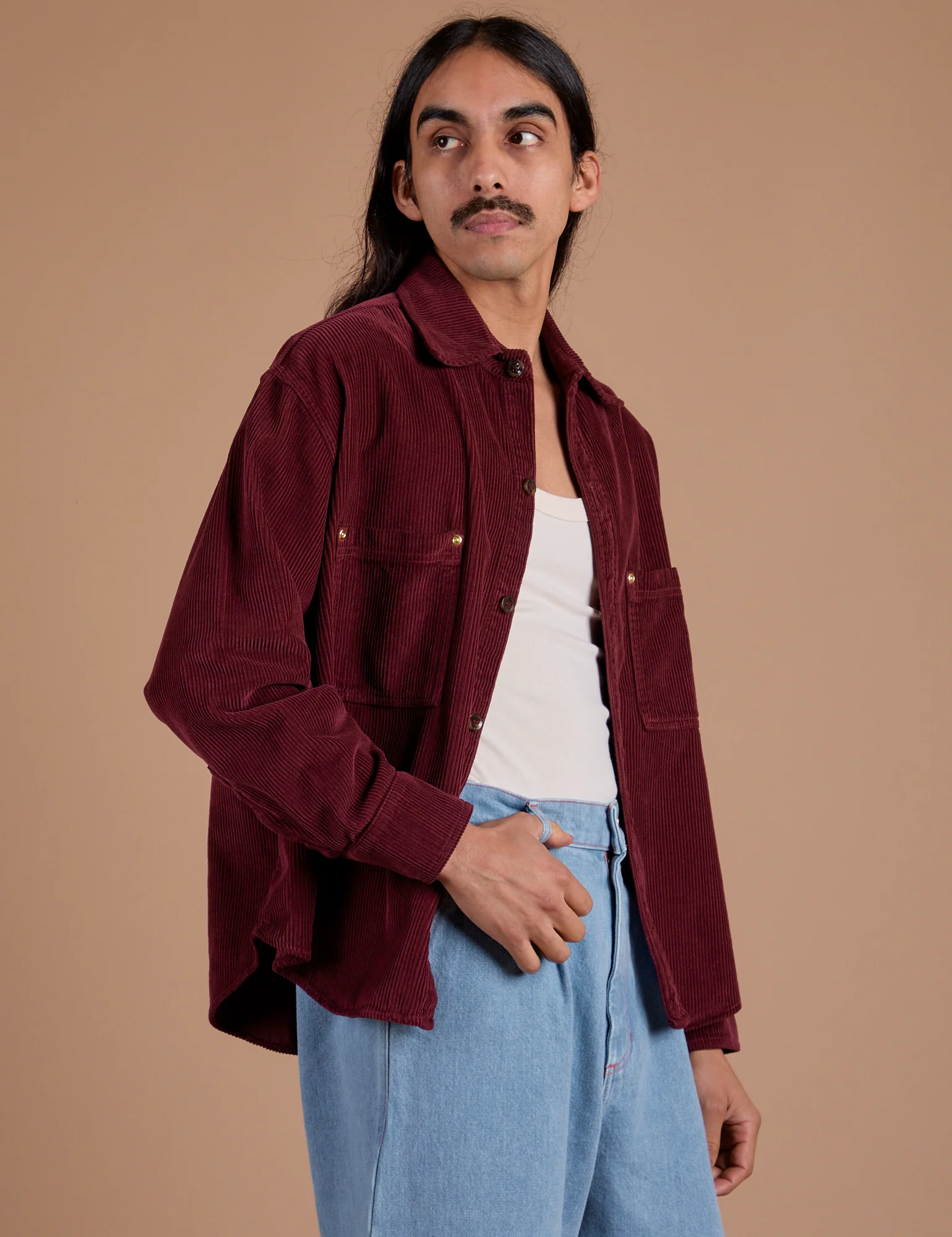 Cropped Corduroy Overshirt - Red Wine *FINAL SALE* - Image 16