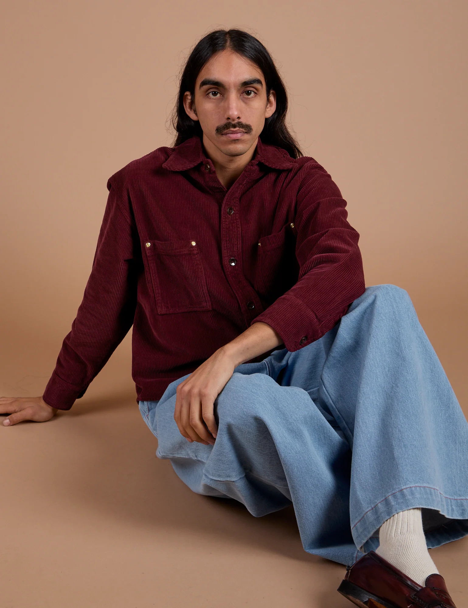 Cropped Corduroy Overshirt - Red Wine *FINAL SALE* - Image 20