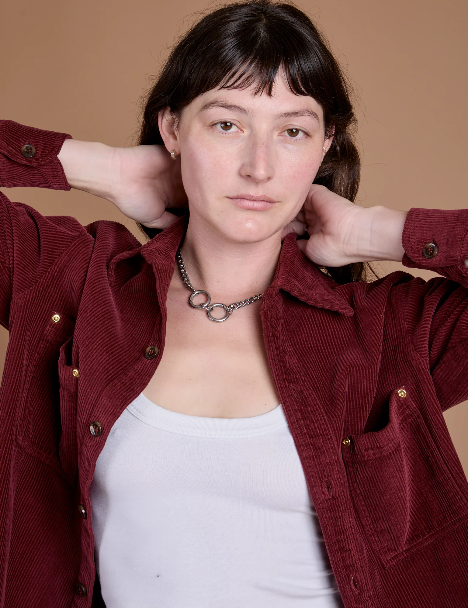 Cropped Corduroy Overshirt - Red Wine *FINAL SALE* - Image 6