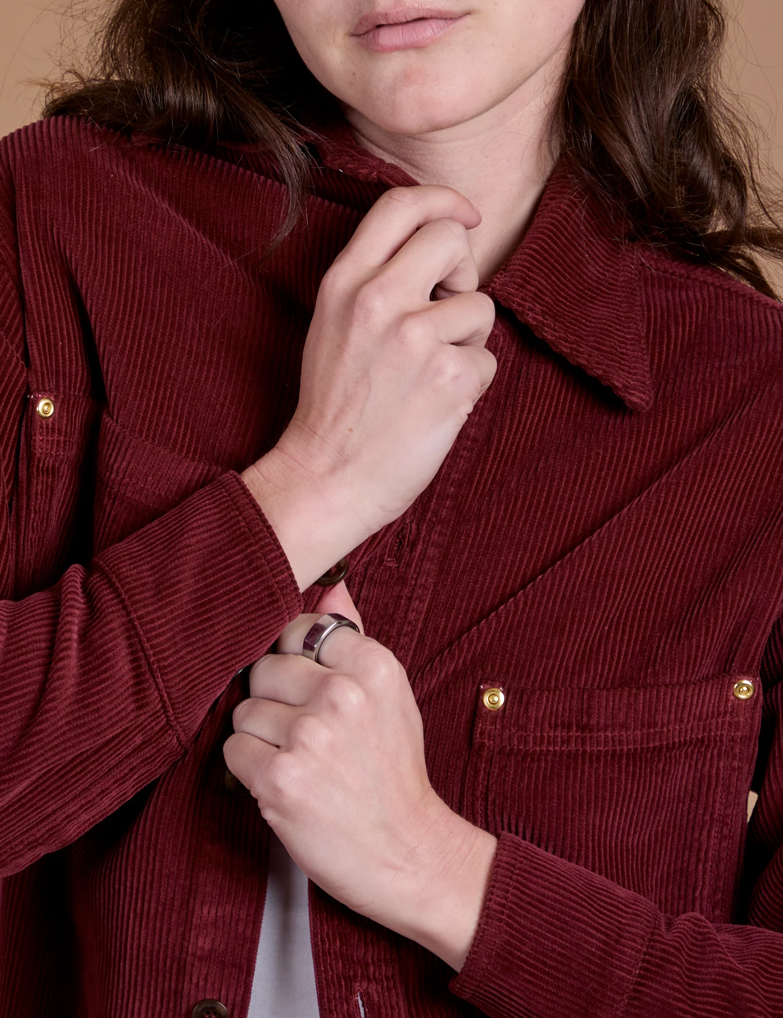 Cropped Corduroy Overshirt - Red Wine *FINAL SALE* - Image 8