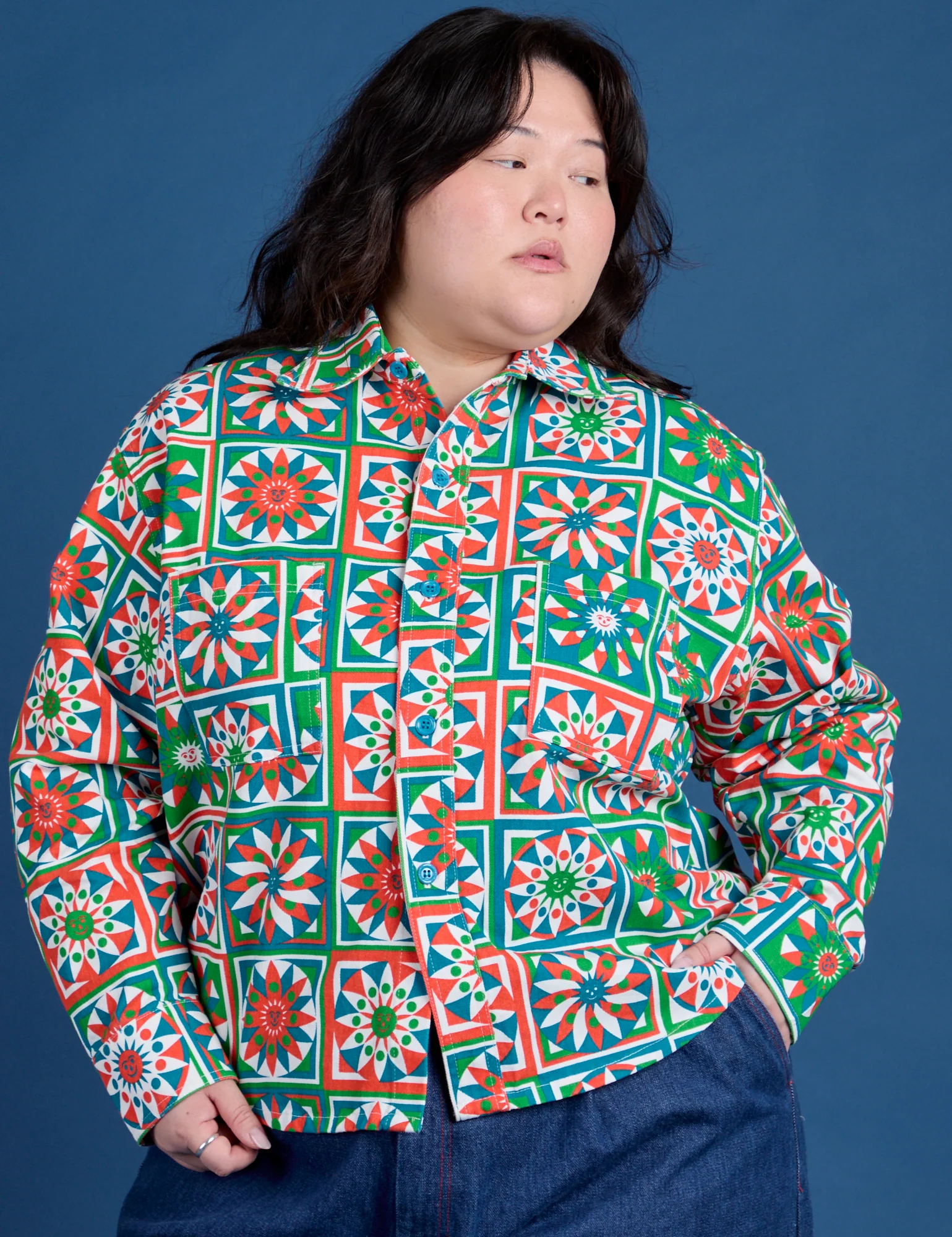 Cropped Overshirt - Quilt Print *FINAL SALE* - Image 10