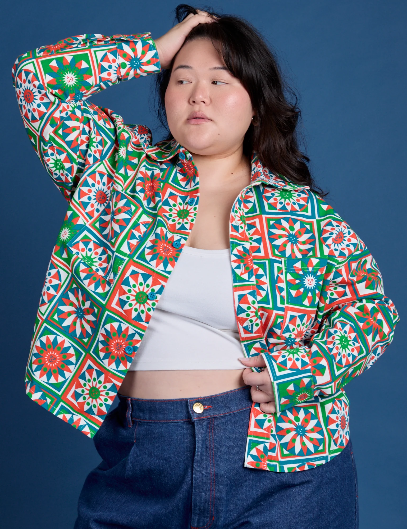 Cropped Overshirt - Quilt Print *FINAL SALE* - Image 12