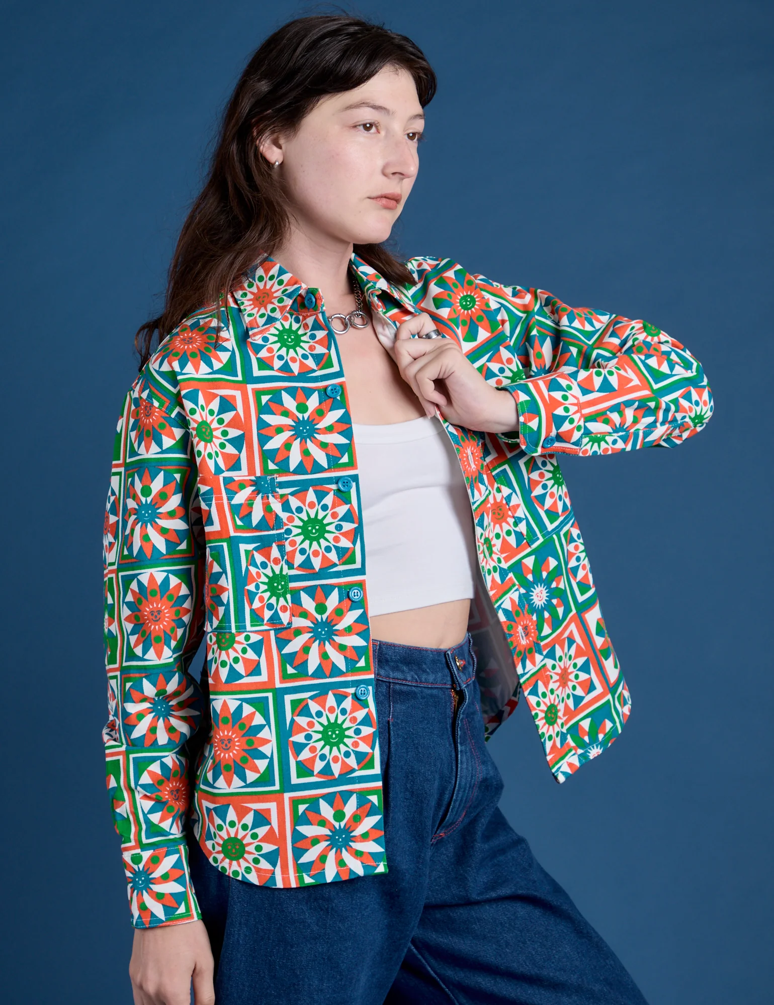 Cropped Overshirt - Quilt Print *FINAL SALE* - Image 4
