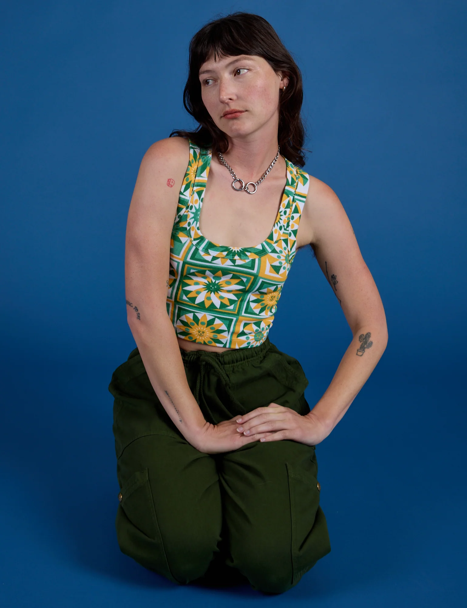 Cropped Tank Top - Spring Quilt Print - Image 10