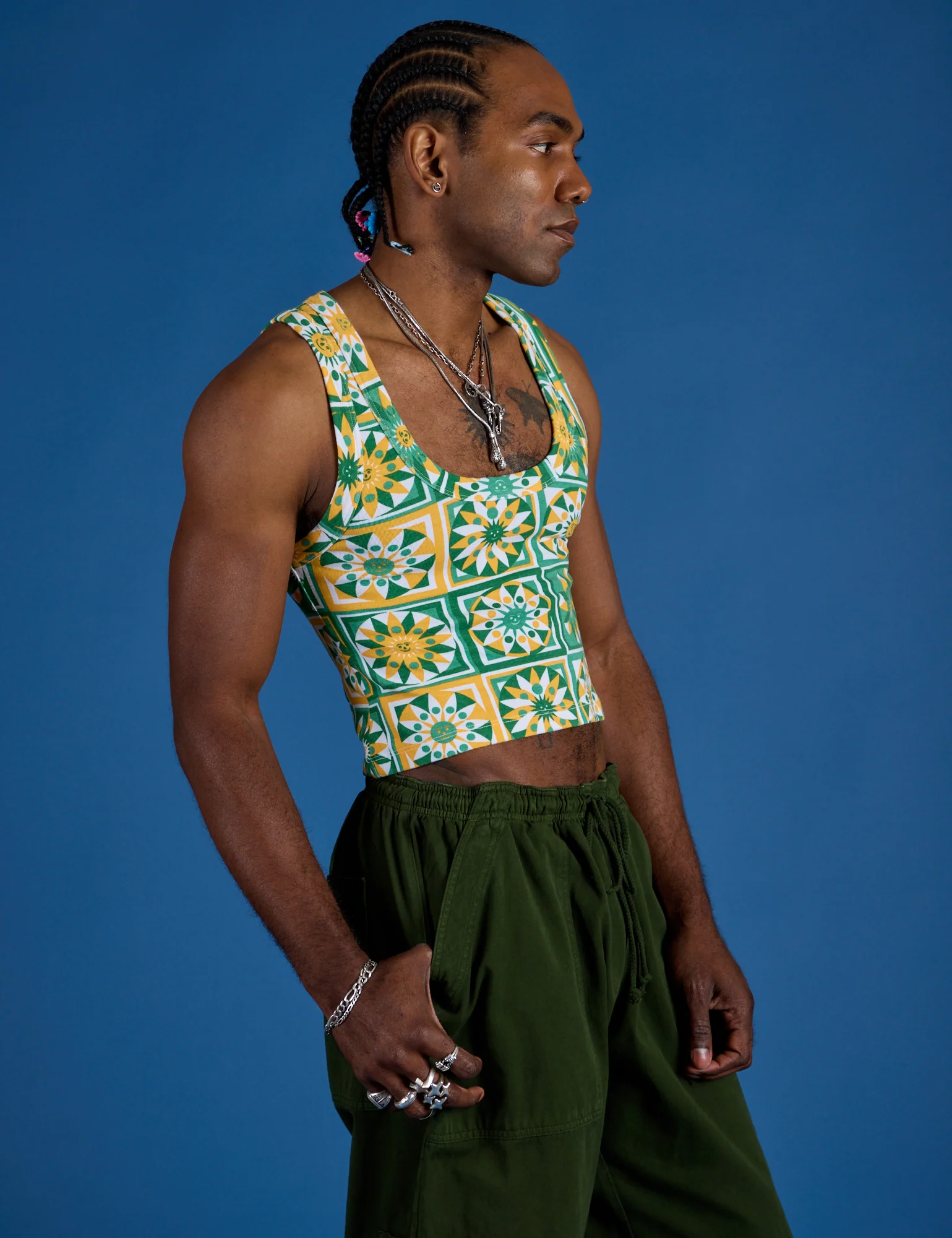 Cropped Tank Top - Spring Quilt Print - Image 13