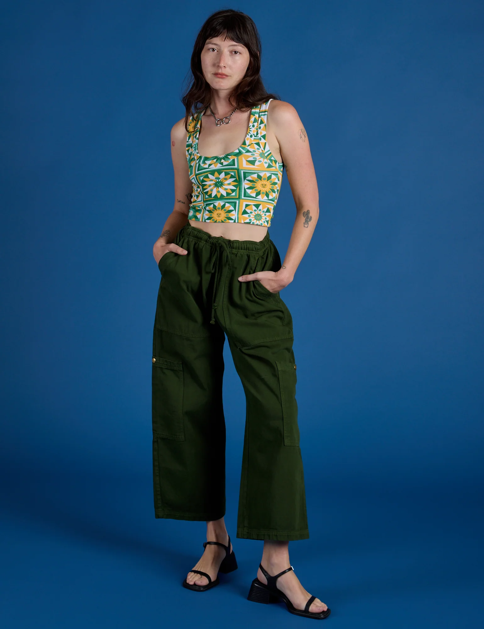 Cropped Tank Top - Spring Quilt Print - Image 4