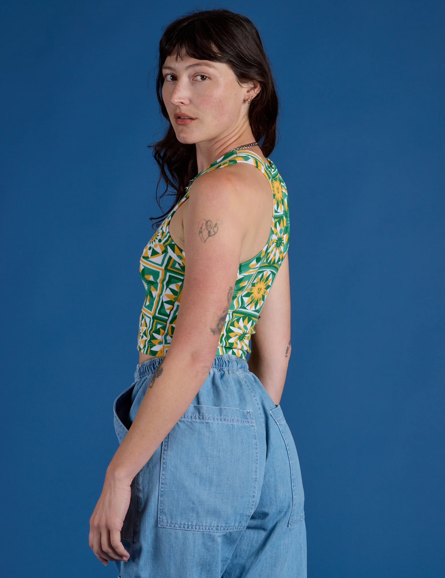 Deep-Cut Racerback Tank - Spring Quilt Print - Image 10
