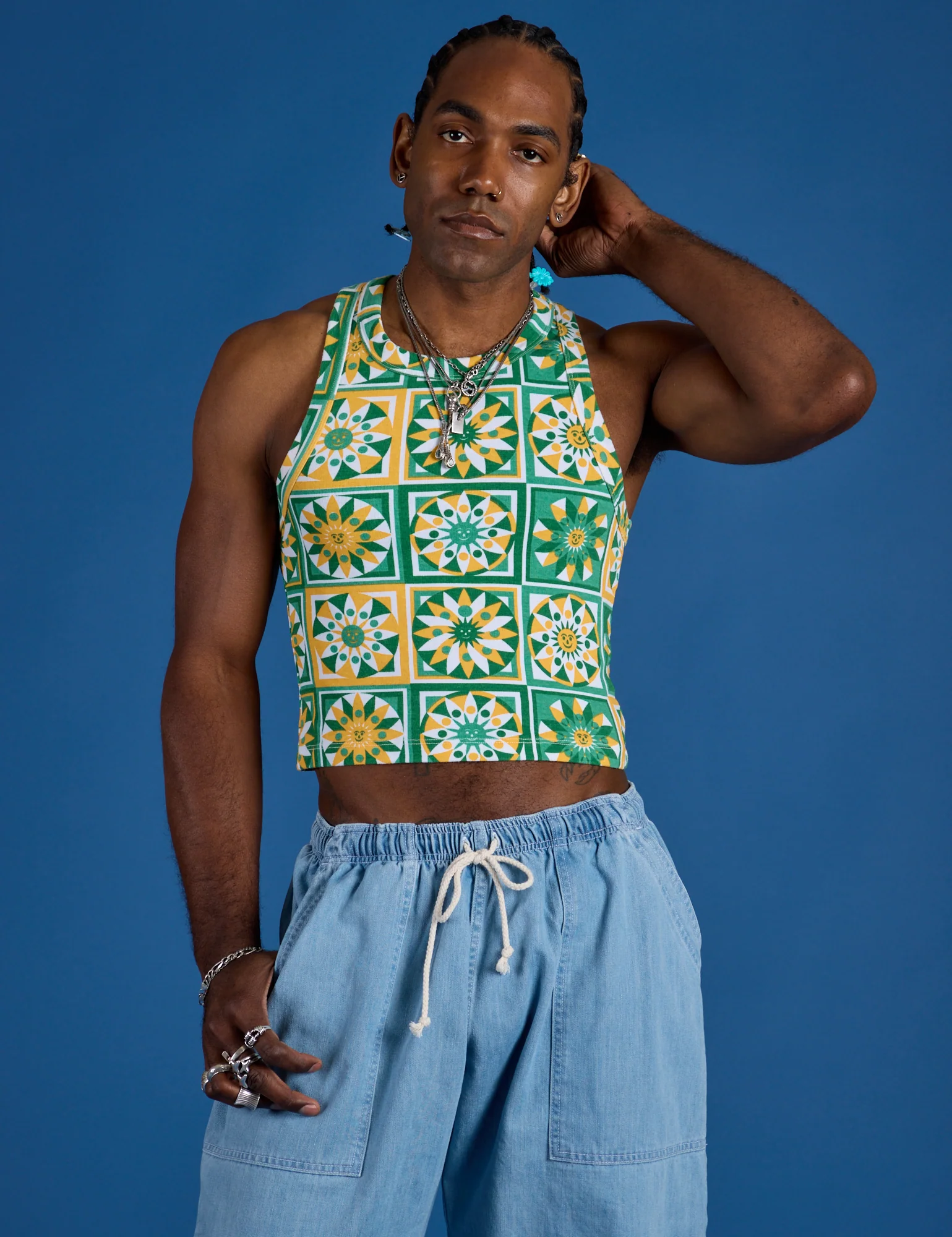 Deep-Cut Racerback Tank - Spring Quilt Print - Image 12