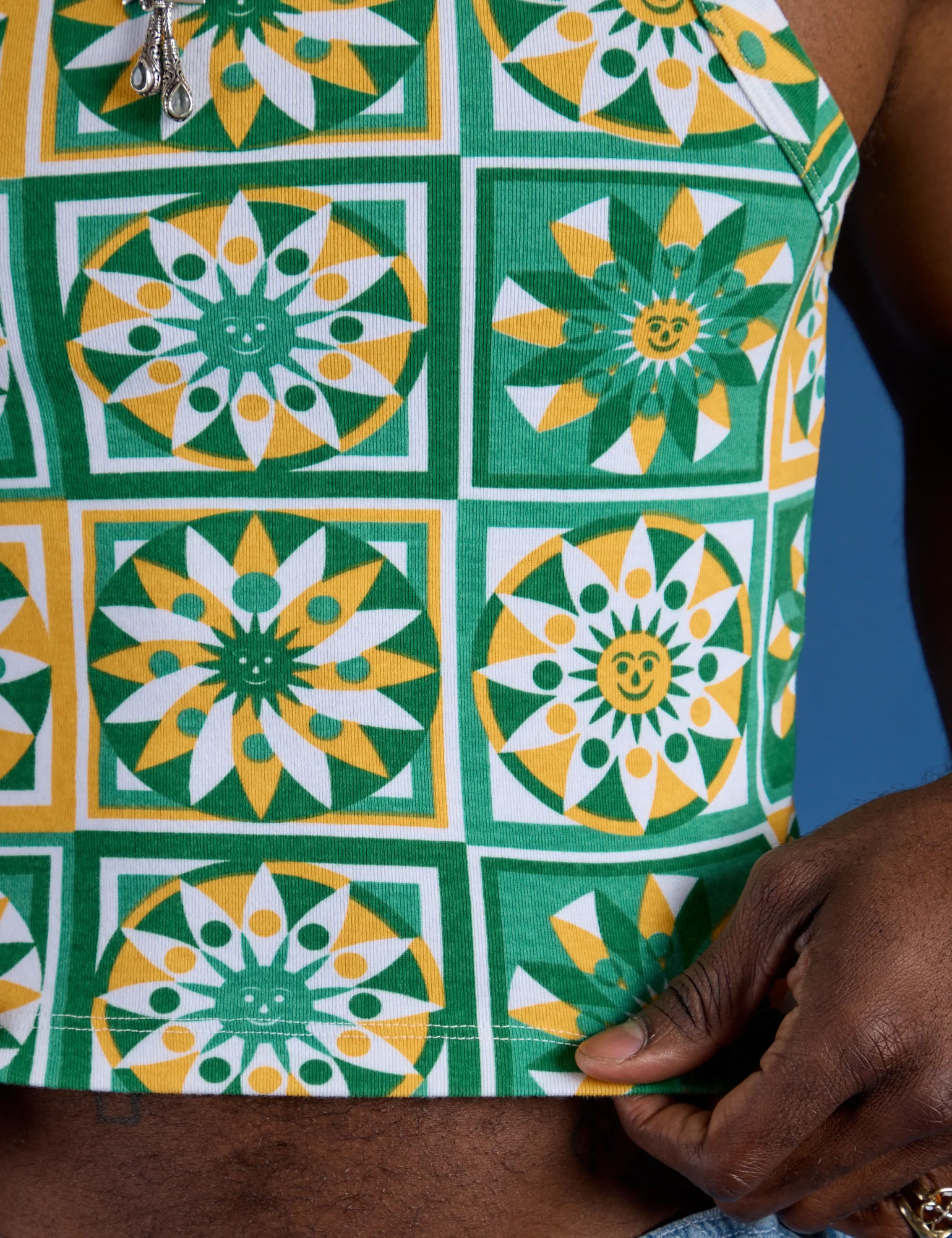Deep-Cut Racerback Tank - Spring Quilt Print - Image 13